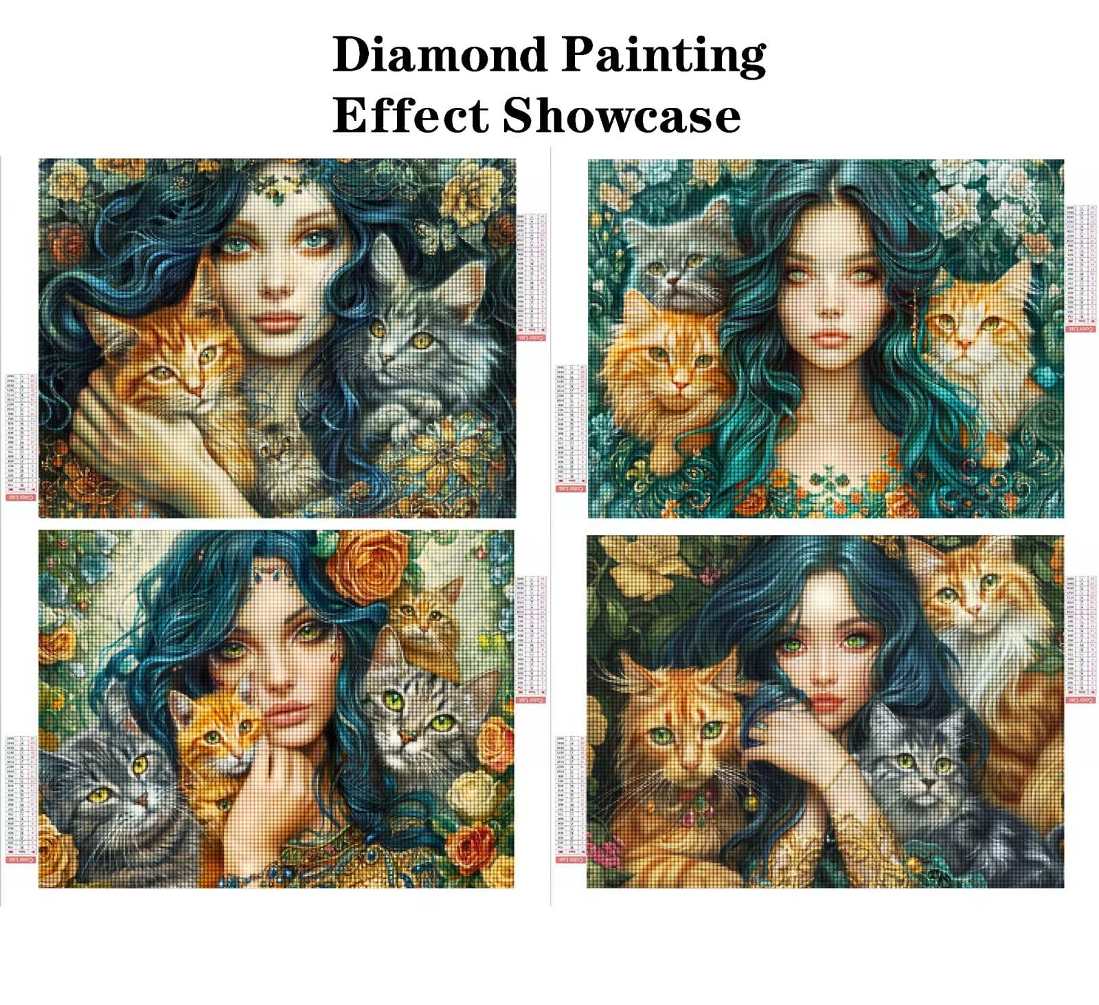 Diamentowe malowanie damskie 90 x 60 cm kwadratowy obraz diamentowy 4 sztuki 2026 nowy DIY 5D zestaw do malowania diamentami z akcesoriami, prezenty świąteczne, dekoracje świąteczne i noworoczne i