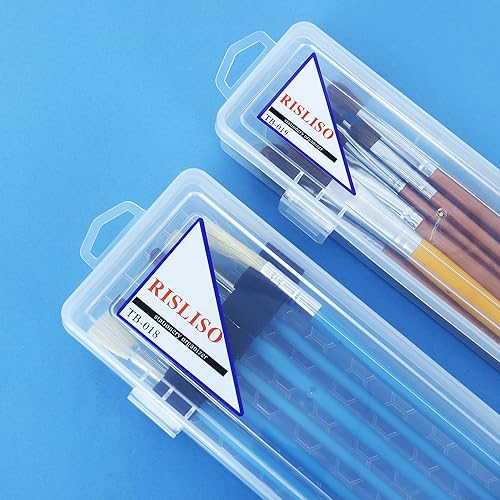 Miniatura 5 de Estuche de plástico para pinceles de pintura larga para artista, contenedor de pinceles de acuarela de arte en miniatura de viaje duro sin pinceles,