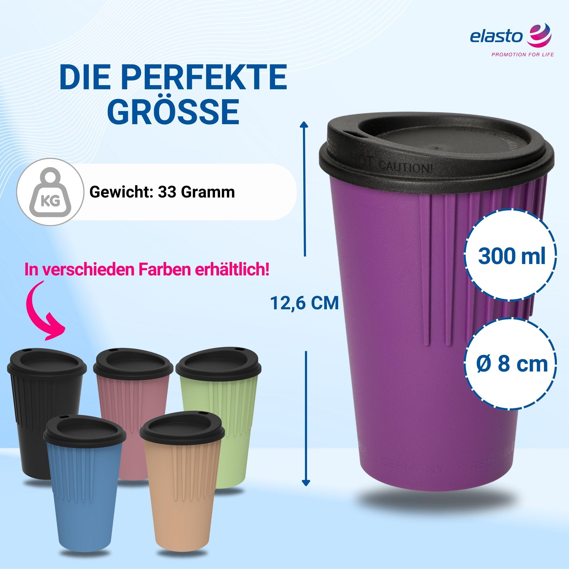 Tazza Da Viaggio GoBack 300 Ml Infrangibile - Set Da 2 Con Coperchio - Made In Germany Blu