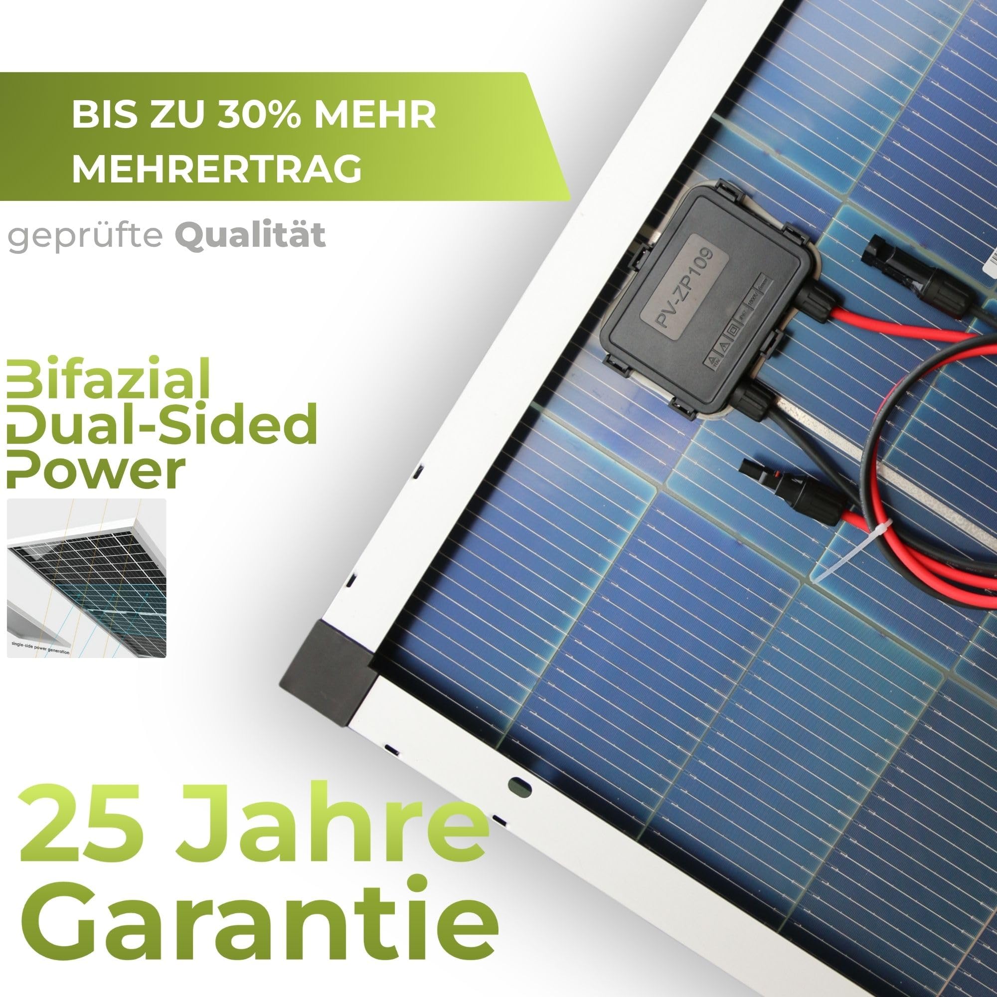 SOLARTRONICS Solarmodul 120 Watt Mono bifazial18 V 18 Busbars Solarpanel Solarzelle