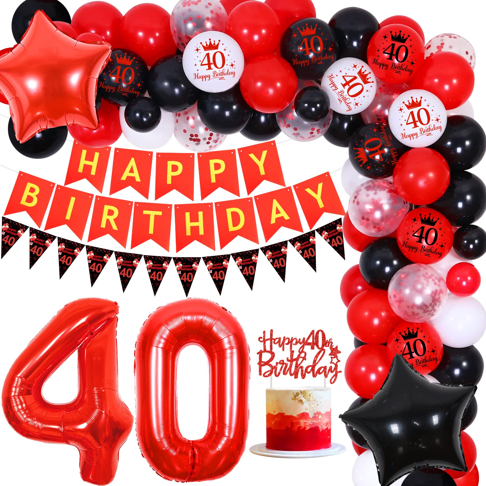 Geburtstagsbanner 'Cheers To 40 Years' – Schwarzes Glitzer-Banner Für 40. Geburtstag Oder Jubiläum, Einfach Aufzuhängen