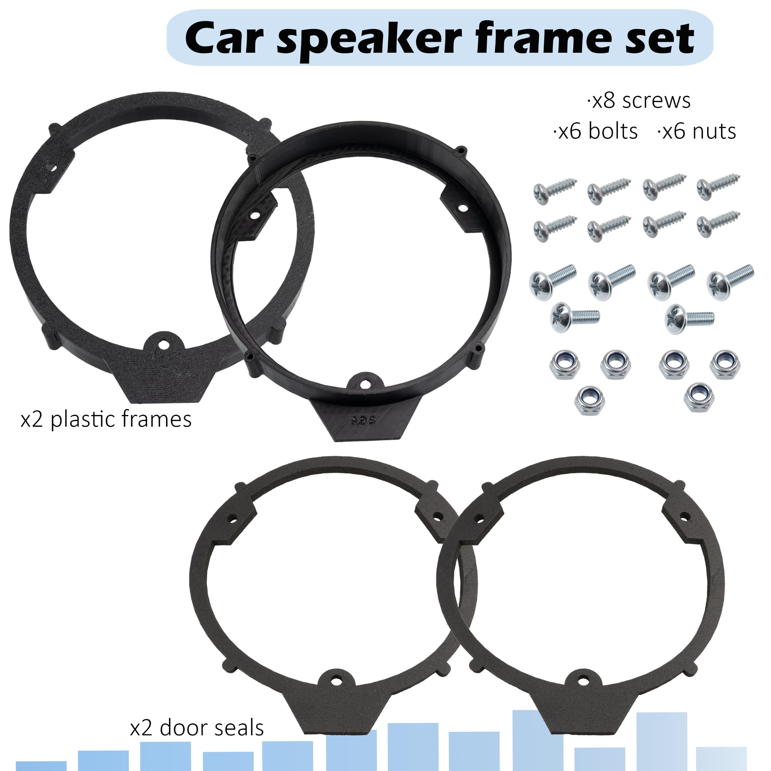 AERZETIX - Juego de 2 adaptadores/Soportes para Altavoces Ø165mm | Compatible con Mercedes A-Class W176, CLA W117 (Puertas Delanteras y traseras) y E-Class W212 (traseras)
