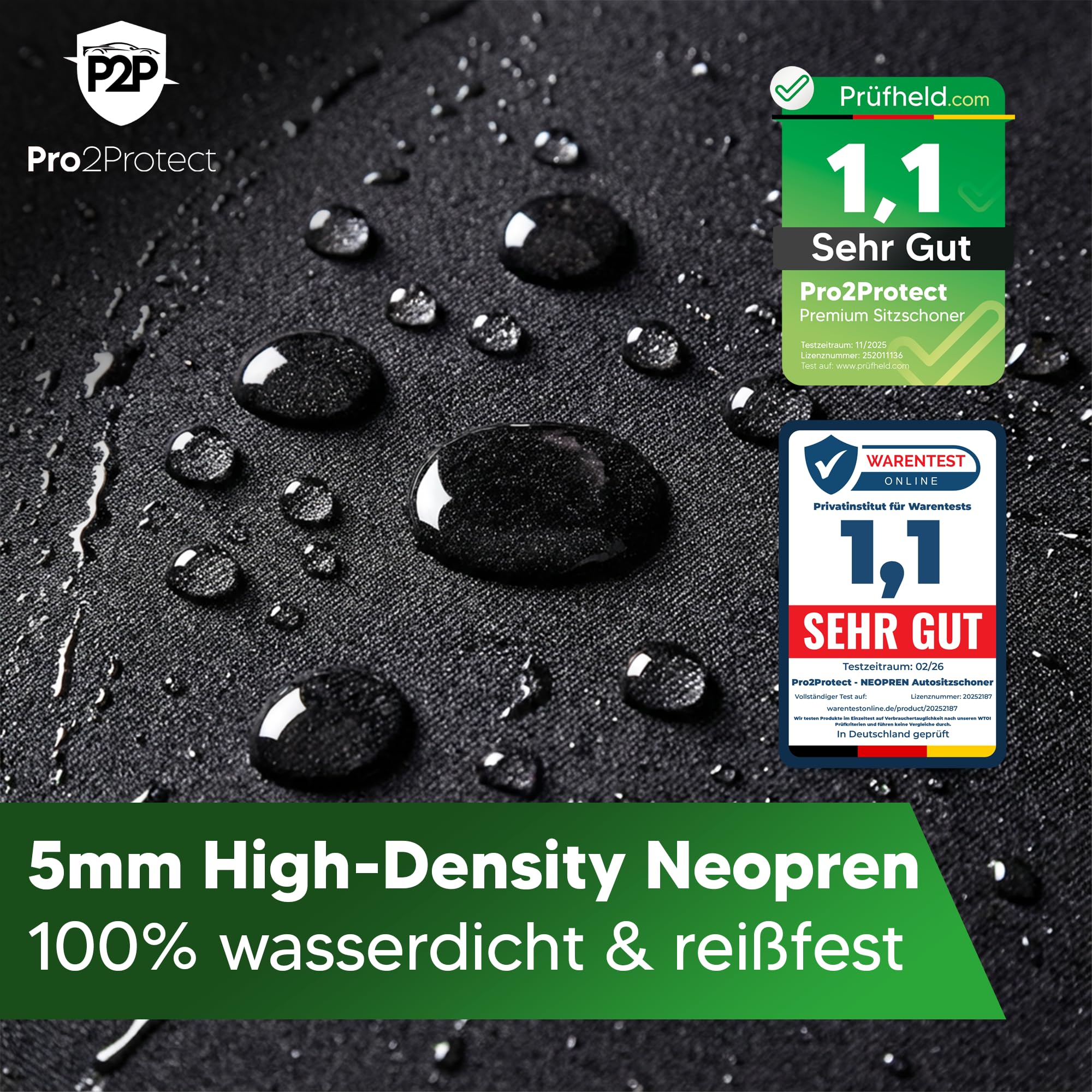 Pro2Protect Coprisedili in neoprene (nero e bianco, set da 1)
