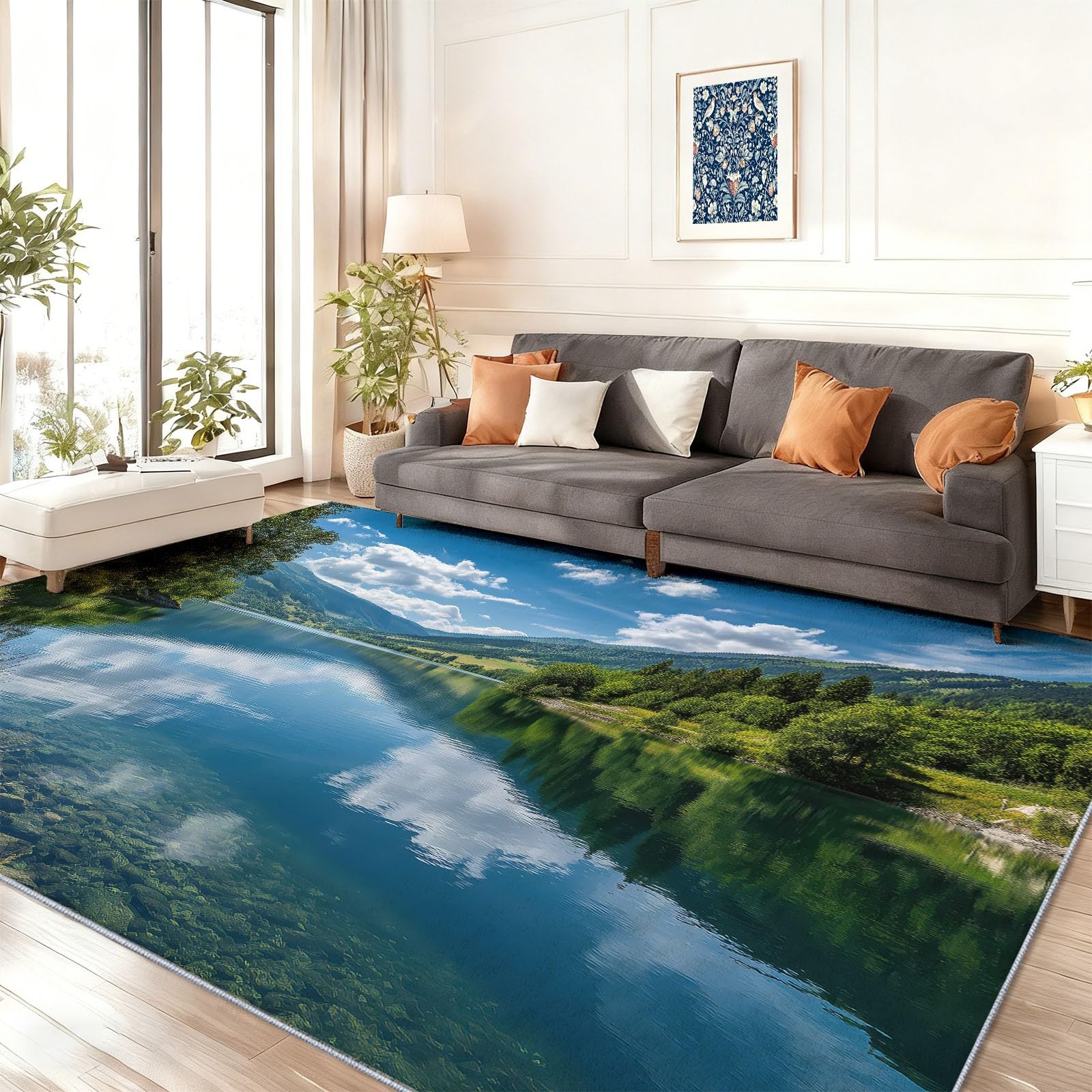 Tapis de salon 140x200 lavable de haute qualité en flanelle douce motif vert