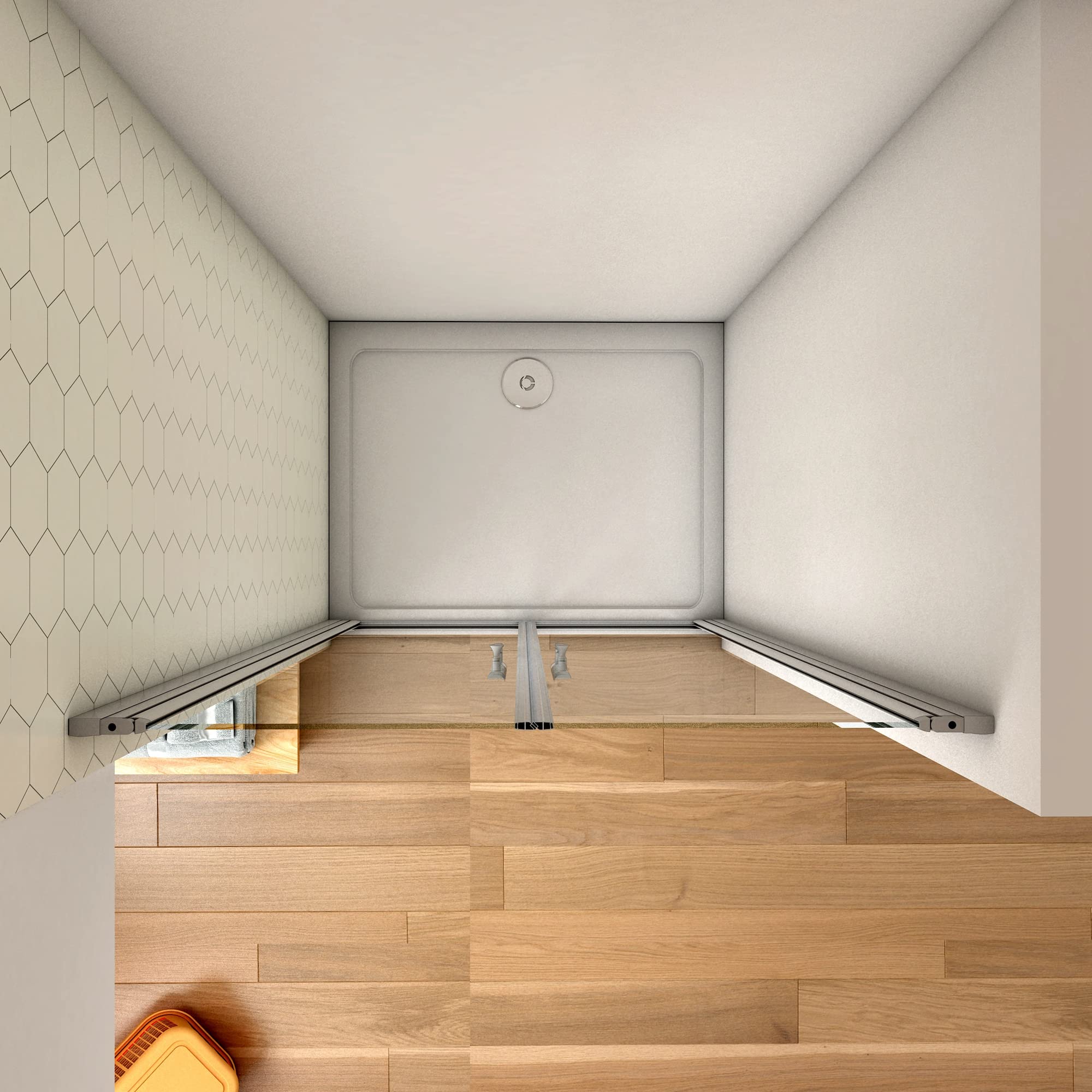 70x185cm Mampara de ducha frontal abatible dos hojas, 5mm cristal templado marco de aluminio gris mate