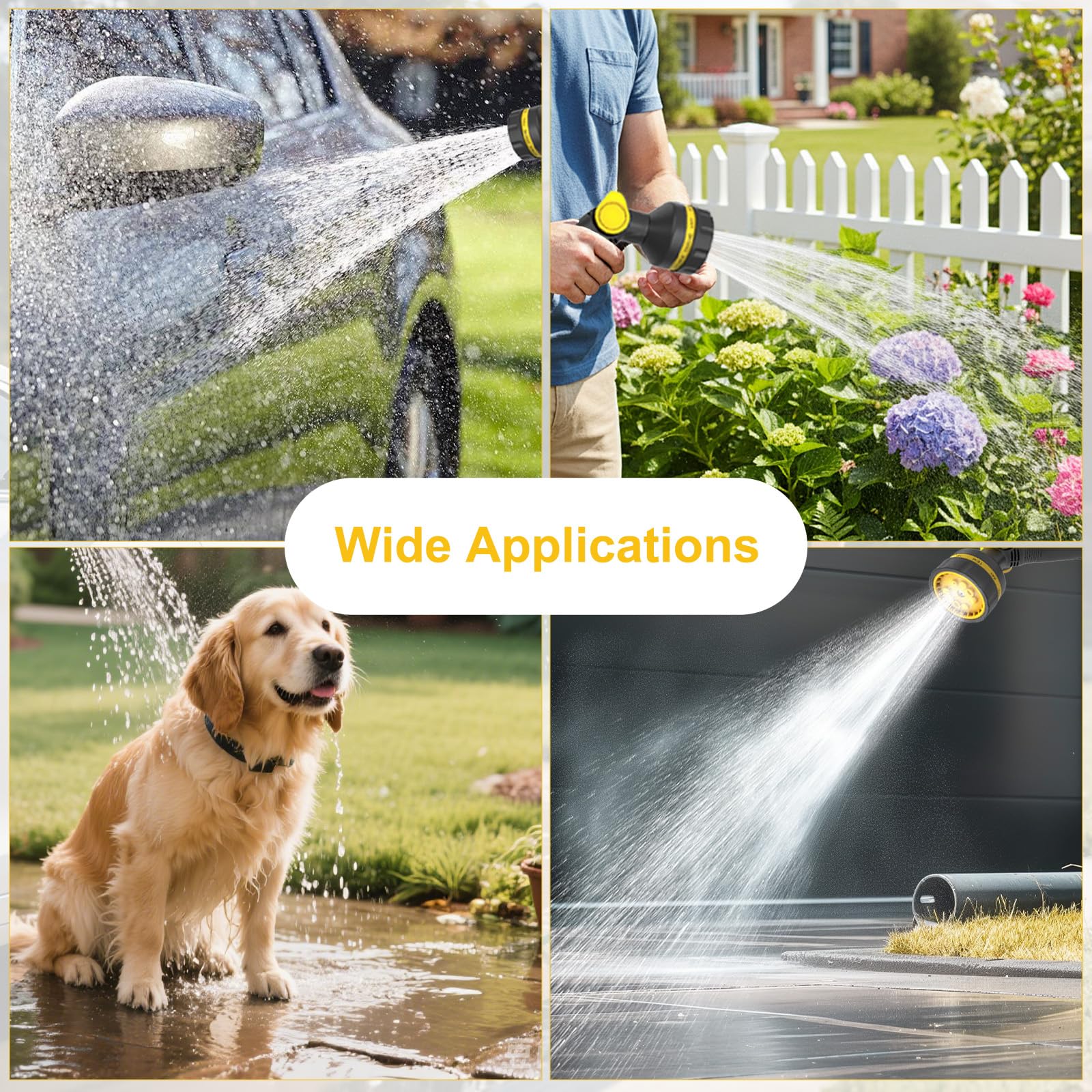 Carrello Portatubo Giardino 15M con Pistola Irrigatrice, Tubo dell'Acqua Multifunzione, Supporto Mobile con Ruote per Giardinaggio, Lavaggio Auto e Pulizia Esterna