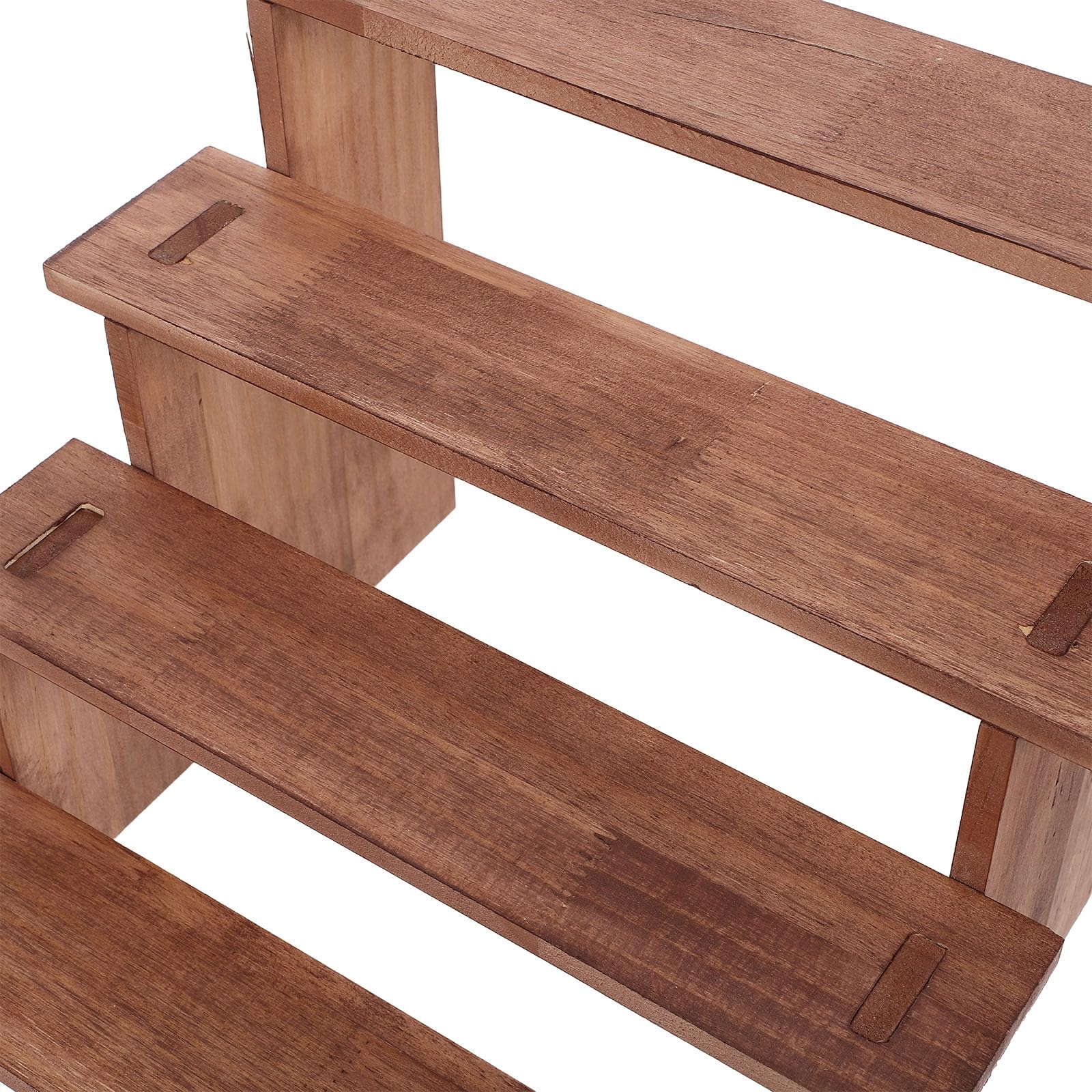 Operitacx 1 Set di supporti espositivi in ​​legno: supporto per cupcake e dessert a 4 ripiani in legno - Scaffale da tavolo per action figure, profumi, oggetti da collezione e allestimenti per negozi.