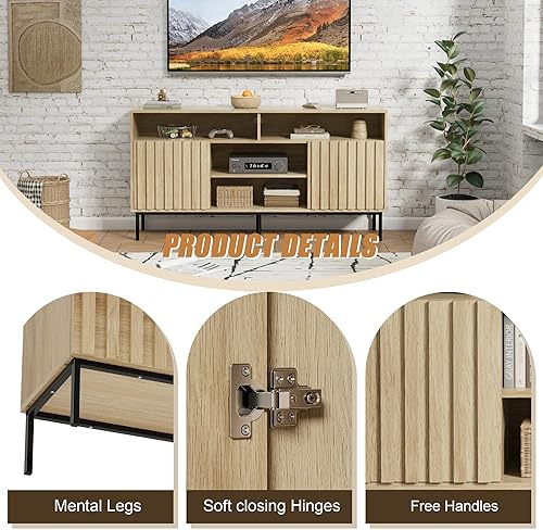 Miniatura 9 de UEV Mid Century - Moderno juego de 3 piezas para sala de estar, mueble de TV y 2 mesas auxiliares, juego de 2 mesitas de noche, mesa auxiliar de