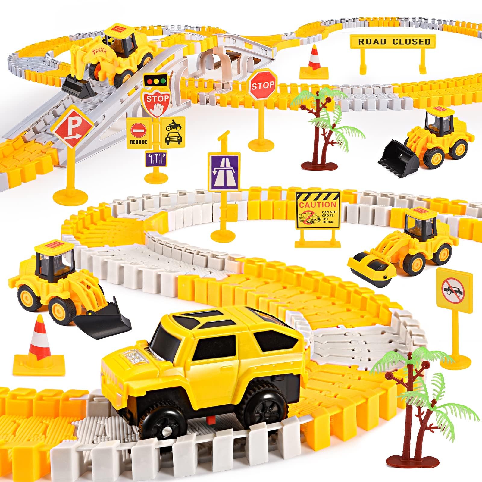 TragikConstruction Toys Race Tracks for Kids, 234 PCS DIY Track Set Boy Toys Age 2 3 4 5 6 Year Old Boy Gifts for 2-6 Year Old Boys Birthday Gifts Toddler Cars Toy Vehicle Toy for Kids Gifts