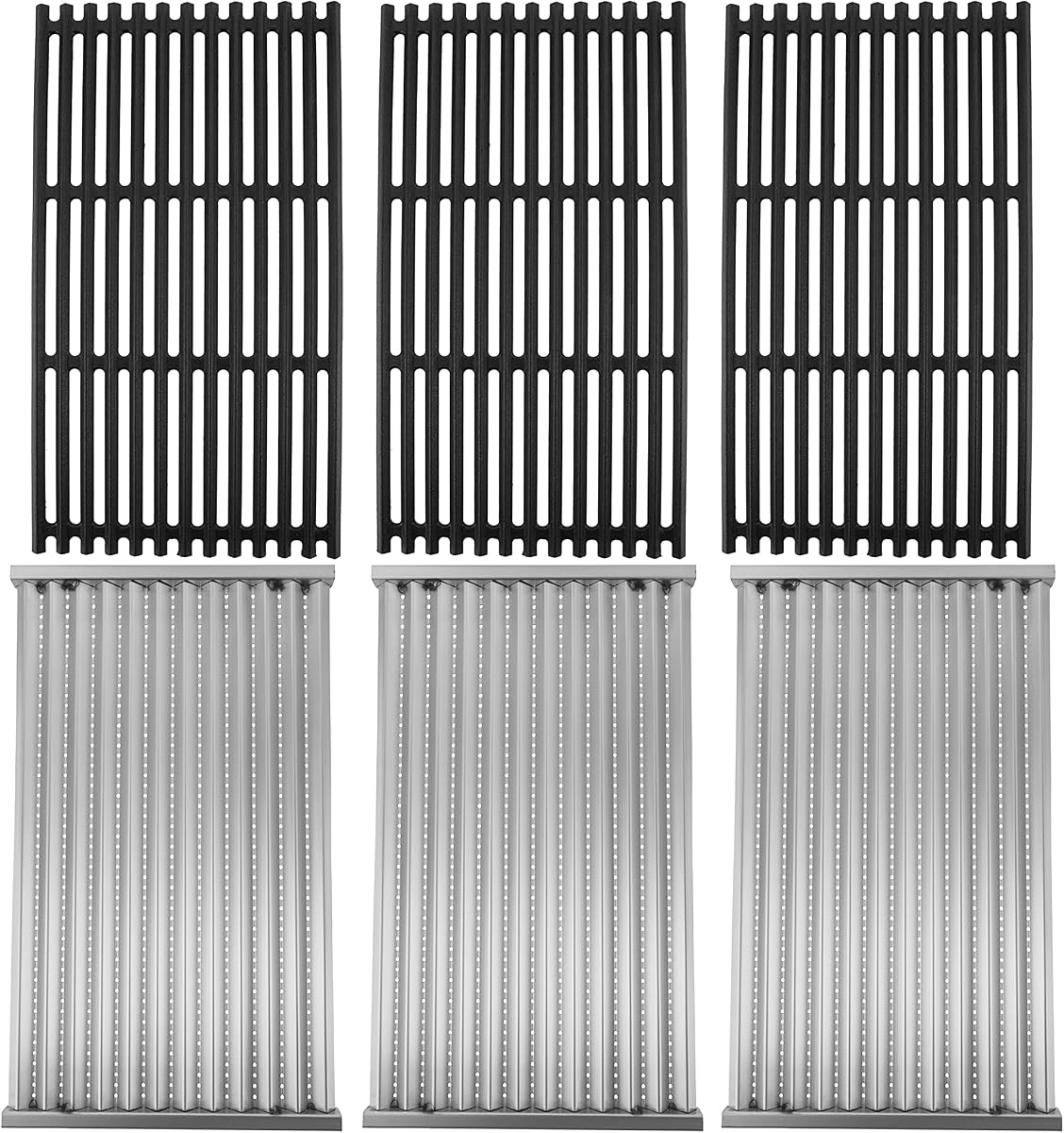 Cast Iron Grill Grates and Stainless Steel Emitter Plates for Charbroil Commercial Infrared 4 Burner 463242715, 463242716, 463276016, 466242715, 466242815, 463257520 Gas Grills
