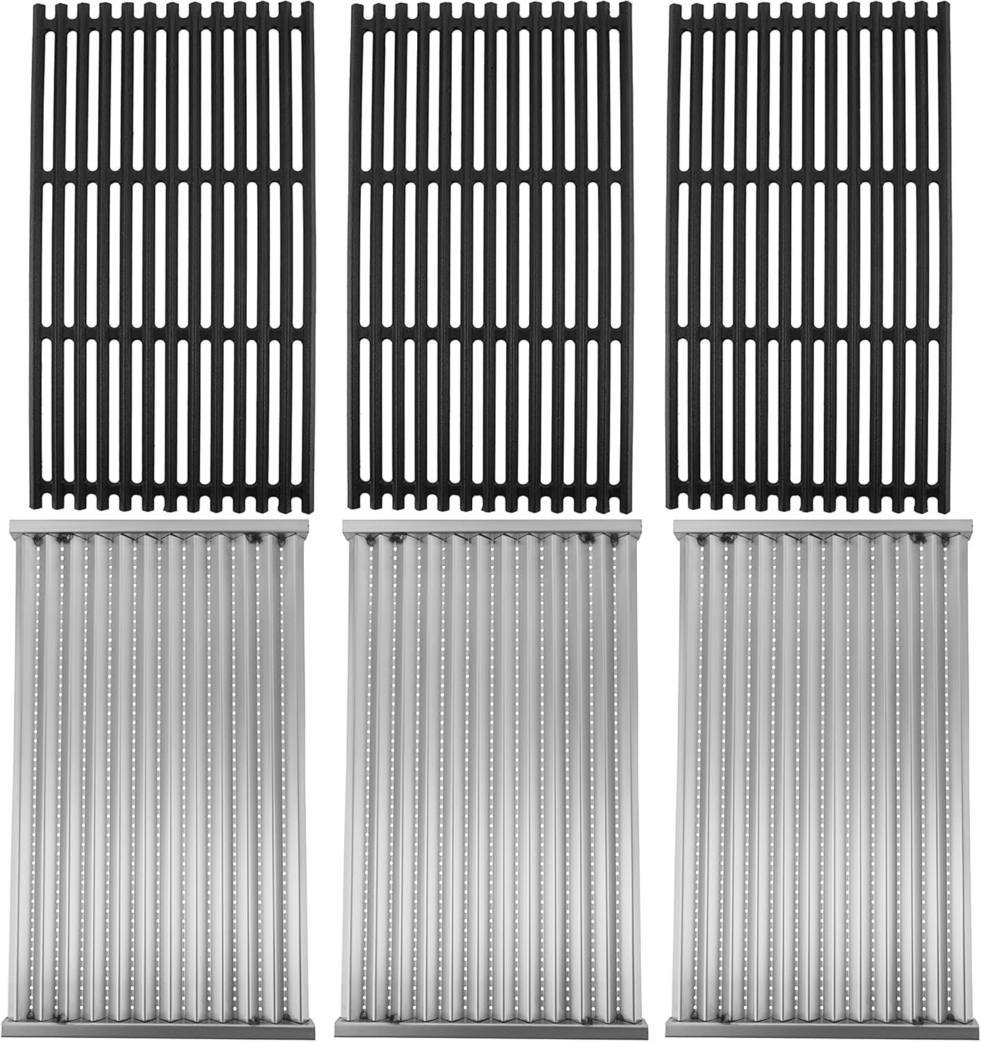 Cast Iron Grill Grates and Stainless Steel Emitter Plates for Charbroil Commercial Infrared 4 Burner 463242715, 463242716, 463276016, 466242715, 466242815, 463257520 Gas Grills Emitter Plates & Grill Grates