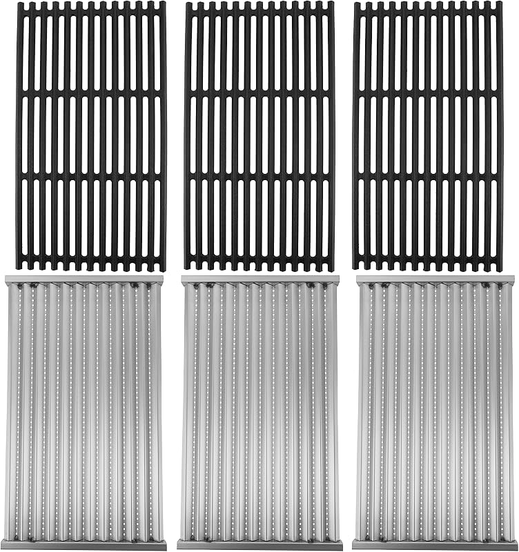 Cast Iron Grill Grates and Stainless Steel Emitter Plates for Charbroil Commercial Infrared 4 Burner 463242715, 463242716, 463276016, 466242715, 466242815, 463257520 Gas Grills