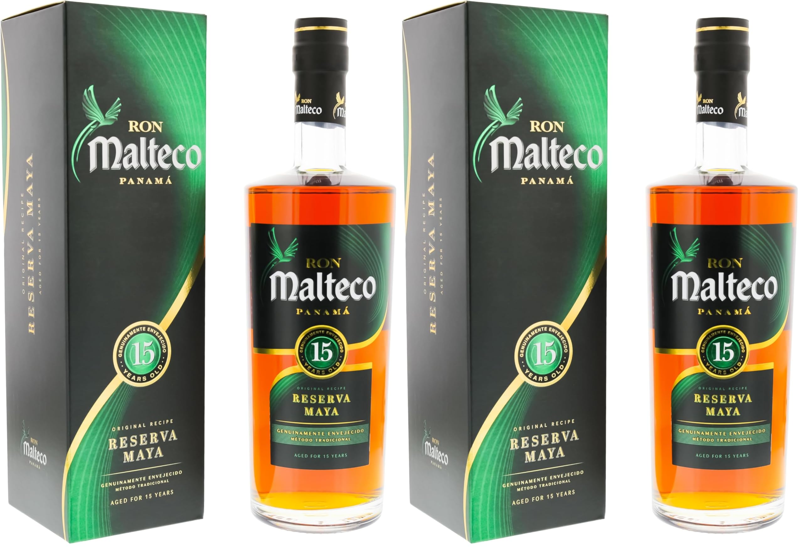 Malteco Rum15 Jahre I Reserva Maya I 700 ml Flasche I 40% Volume I 15 Jahre alter Brauner-Rum (Packung mit 2)