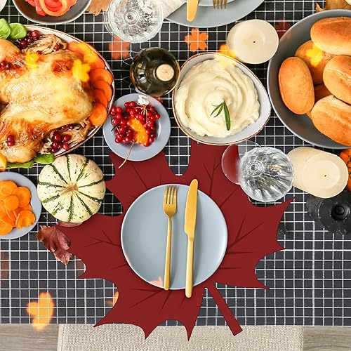 Miniatura 6 de Glenmal 80 manteles individuales de hojas de arce de Acción de Gracias, 12.6 x 11.8 pulgadas, manteles individuales de papel desechables de cosecha,