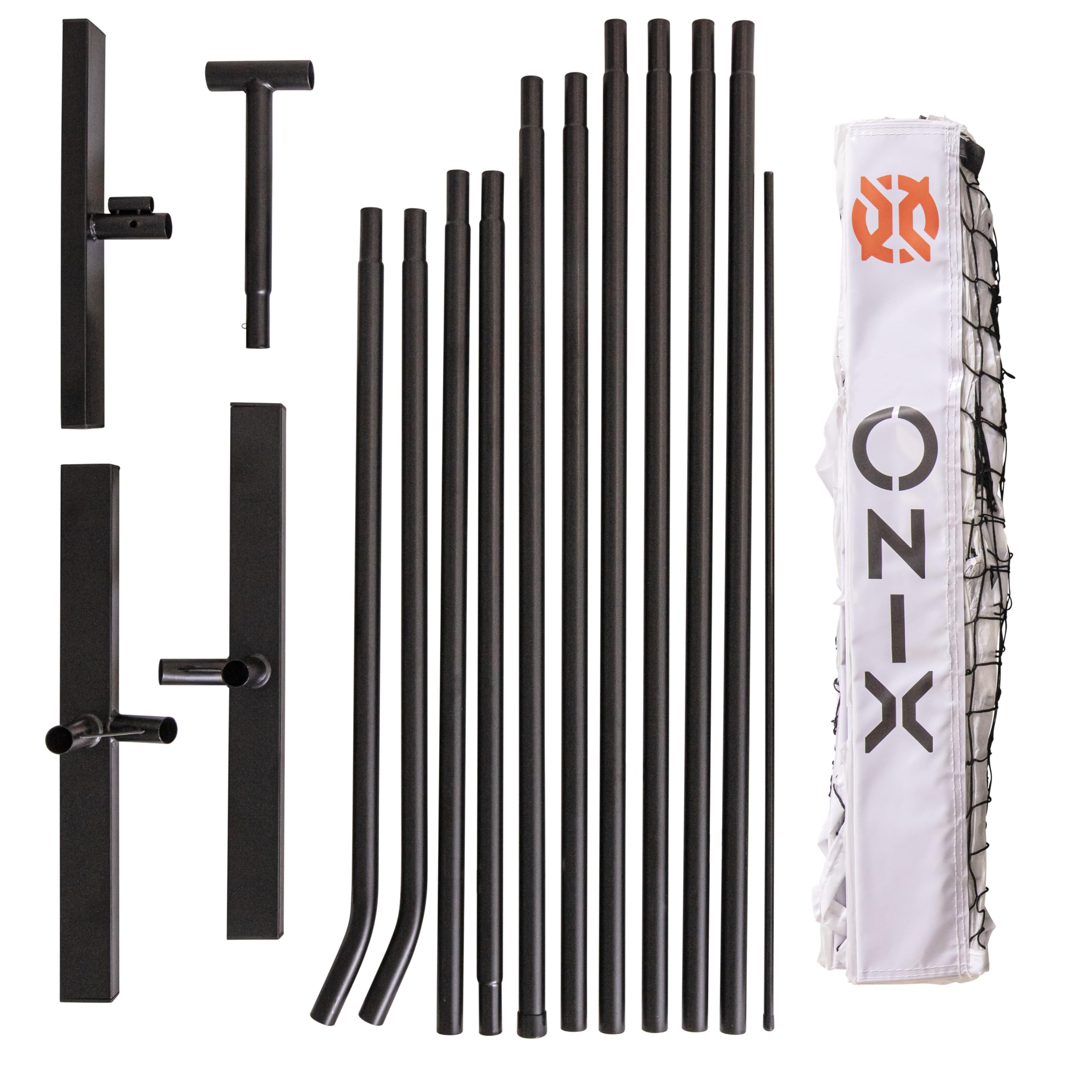 ONIX Pickleball Netz, 2-in-1 tragbares Netz und Übungsnetz-Set, inkl. Tragetasche mit Rollen, Weiß