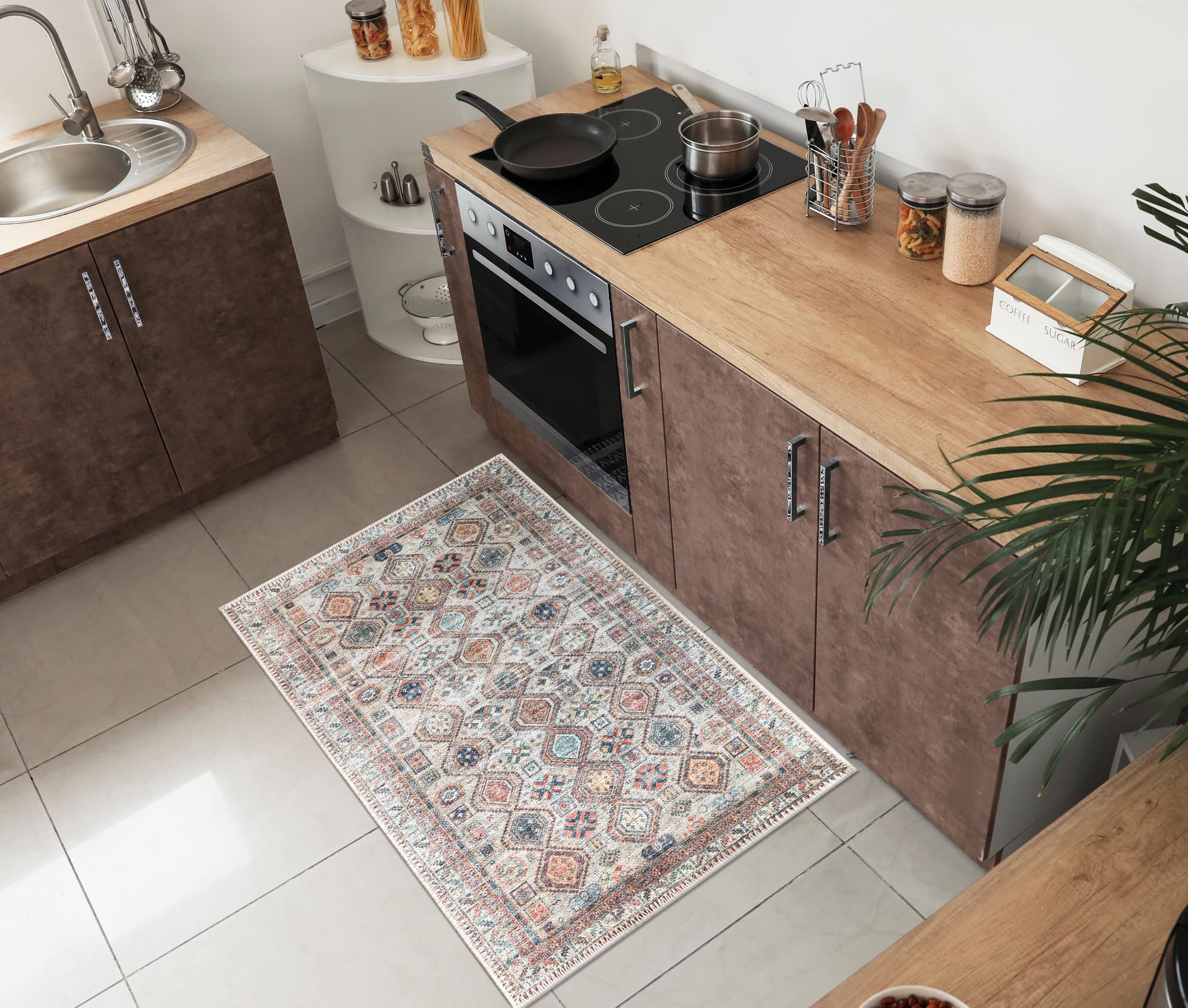 Keen Home Design 2x3 Rug - Machine Washable Entry Rug with Non-Slip Backing, Ideal for Enteryway, Kitchen, Bathroom, Laundry Room - Vintage, Easy