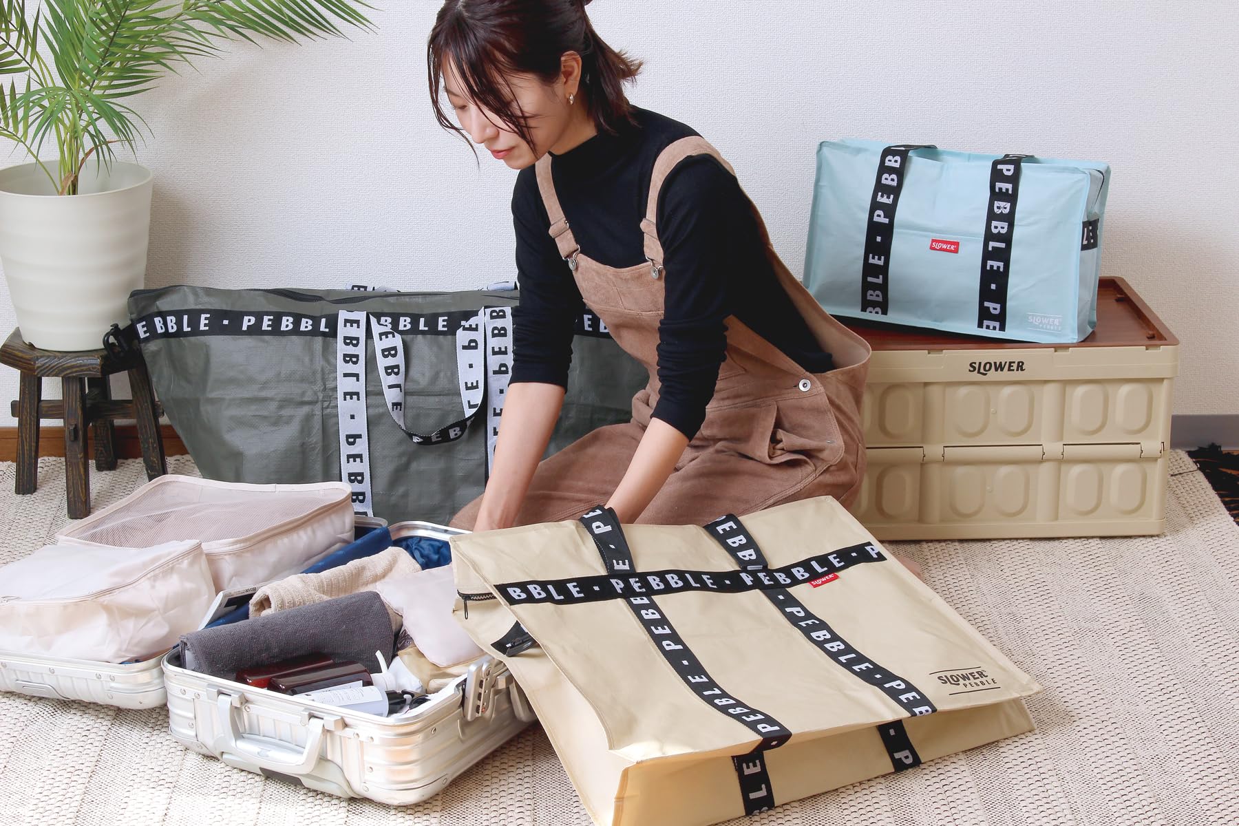 Amazon.co.jp: SLOWER トートバッグ おしゃれ PPバッグ ファスナー付き