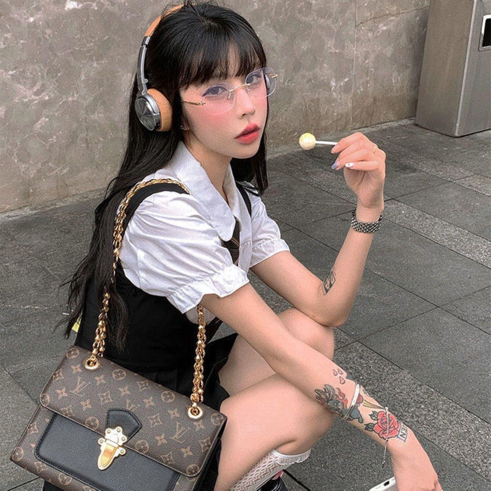 Harajuku Black Preed Robe Femmes Preppy Style Robes Dark Academia Fairy Alternative-Dress Shirt tie,S