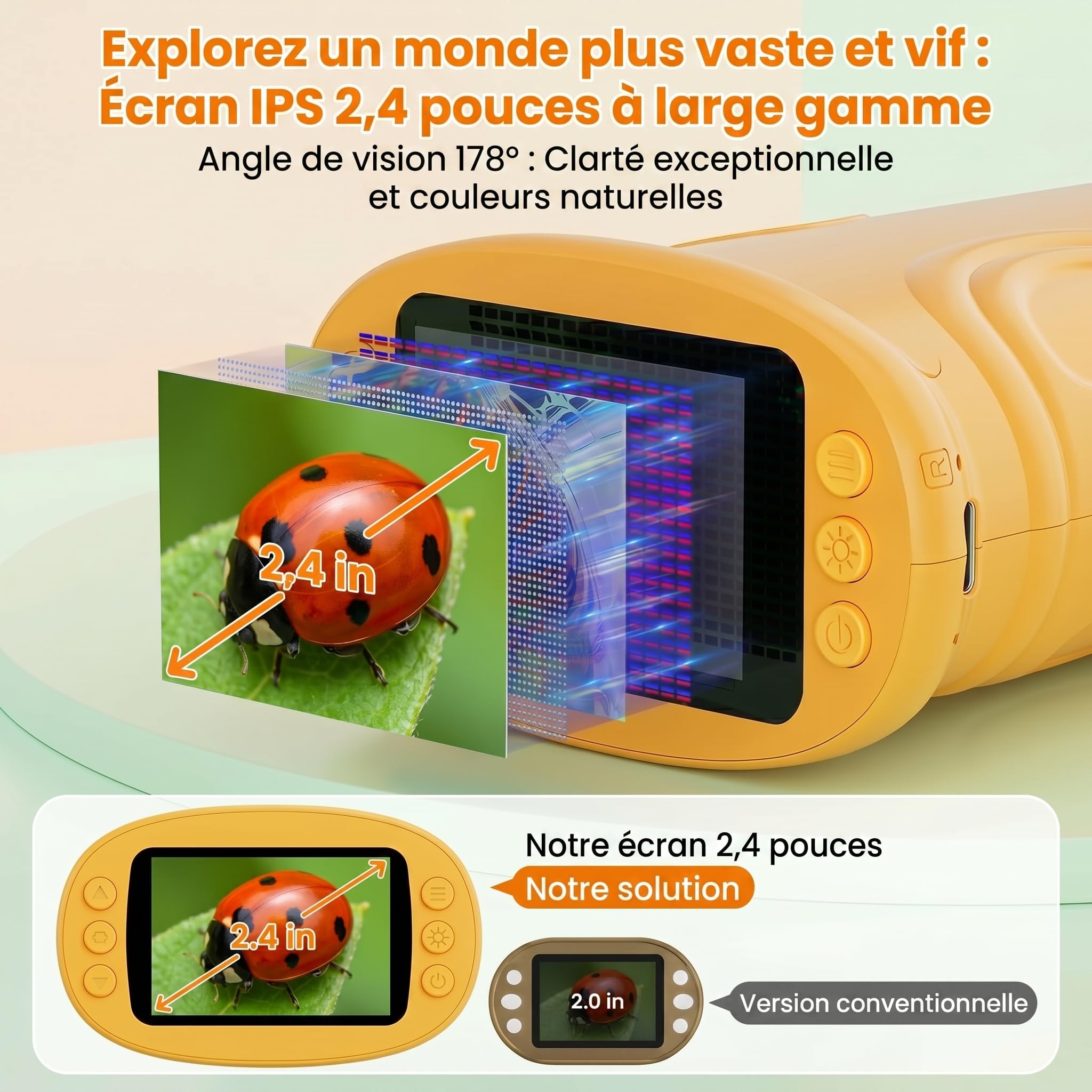 Microscope Enfant, Numérique 4K avec Écran HD 2,4" et Zoom 1000X, Loupe Électronique Portable 8 LED USB Photo Vidéo, Jouet Éducatif STEM Nature, Cadeau Anniversaire Noël Garçon Fille 3-12 Ans