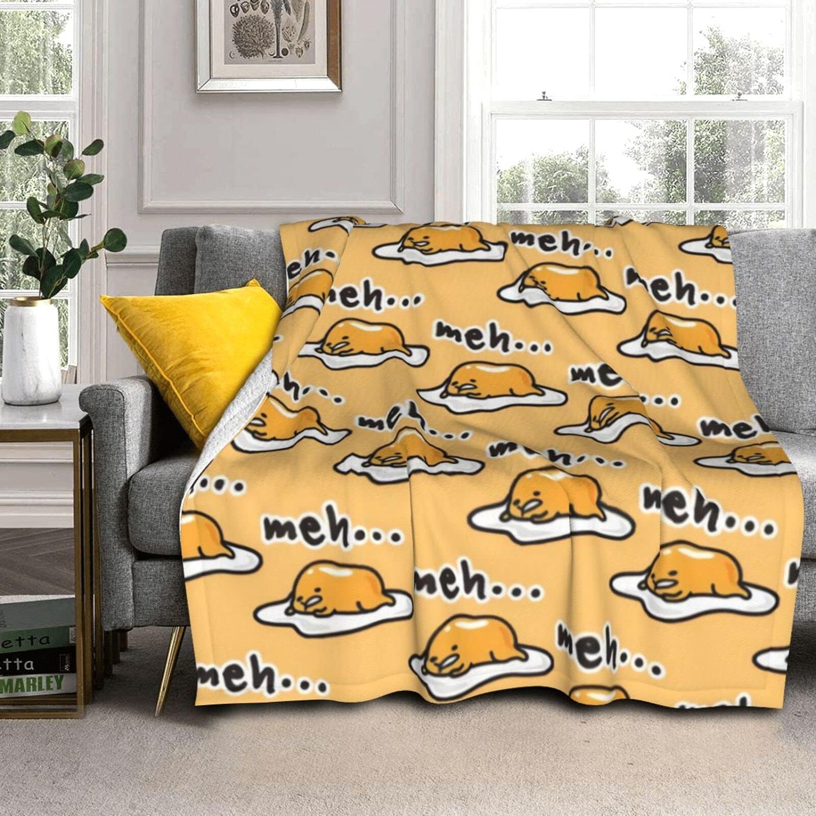 Gudetama Cute Throw Blanket, Ultra Soft Microplush Bed Blanket, All Season Microfiber Fleece Throw for Bed Chair Sofa Couch Bedroom 60"X50"