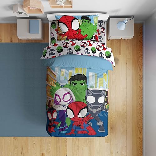 Sunny Side Up Marvel Spidey & His Amazing Friends - Juego de edredón para niños pequeños, ropa de cama preescolar de 4 piezas, incluye edredón, disponible en Yaxa Venezuela