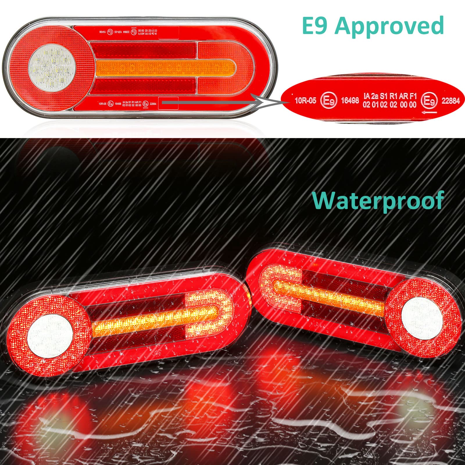 Pilotos Traseros Remolque 9-30v Led Homologado,Sumergible 7Funciones 2pcs Kit Luces Traseras Piloto Trasero Remolque Camión Van Caravan 24v,Pilotos Traseras Remolque Tractor Impermeable