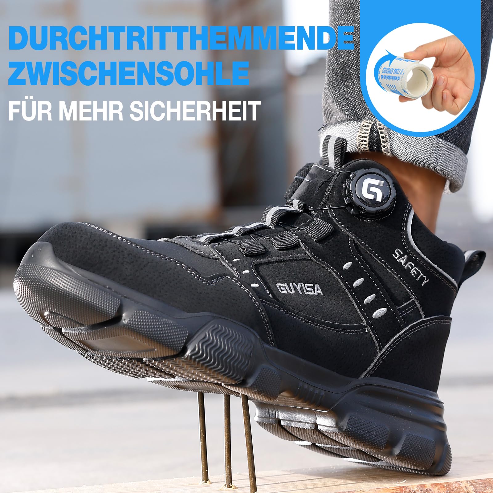LAoutun Zapatos de seguridad para hombre, botas de trabajo, zapatos de trabajo, zapatos de trabajo, ligeros, zapatos de trabajo y de trabajo, cordones de cierre rápido, tallas 38-50 EU