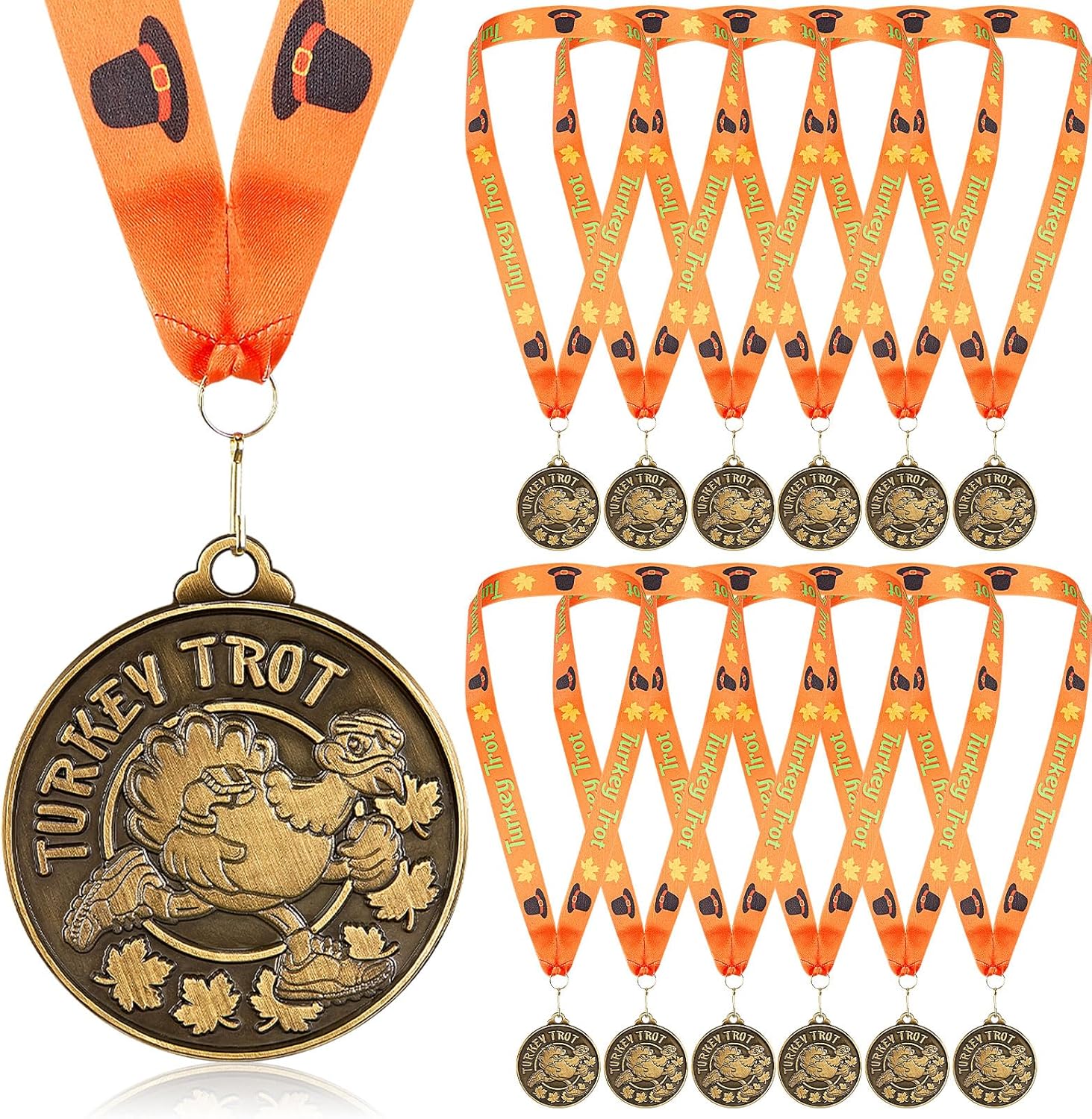 Turkey Medals for Awards Bulk 2'' Thanksgiving Medal Prizes for Turkey Trot Medals, Race Prize and Thanksgiving Party Favors