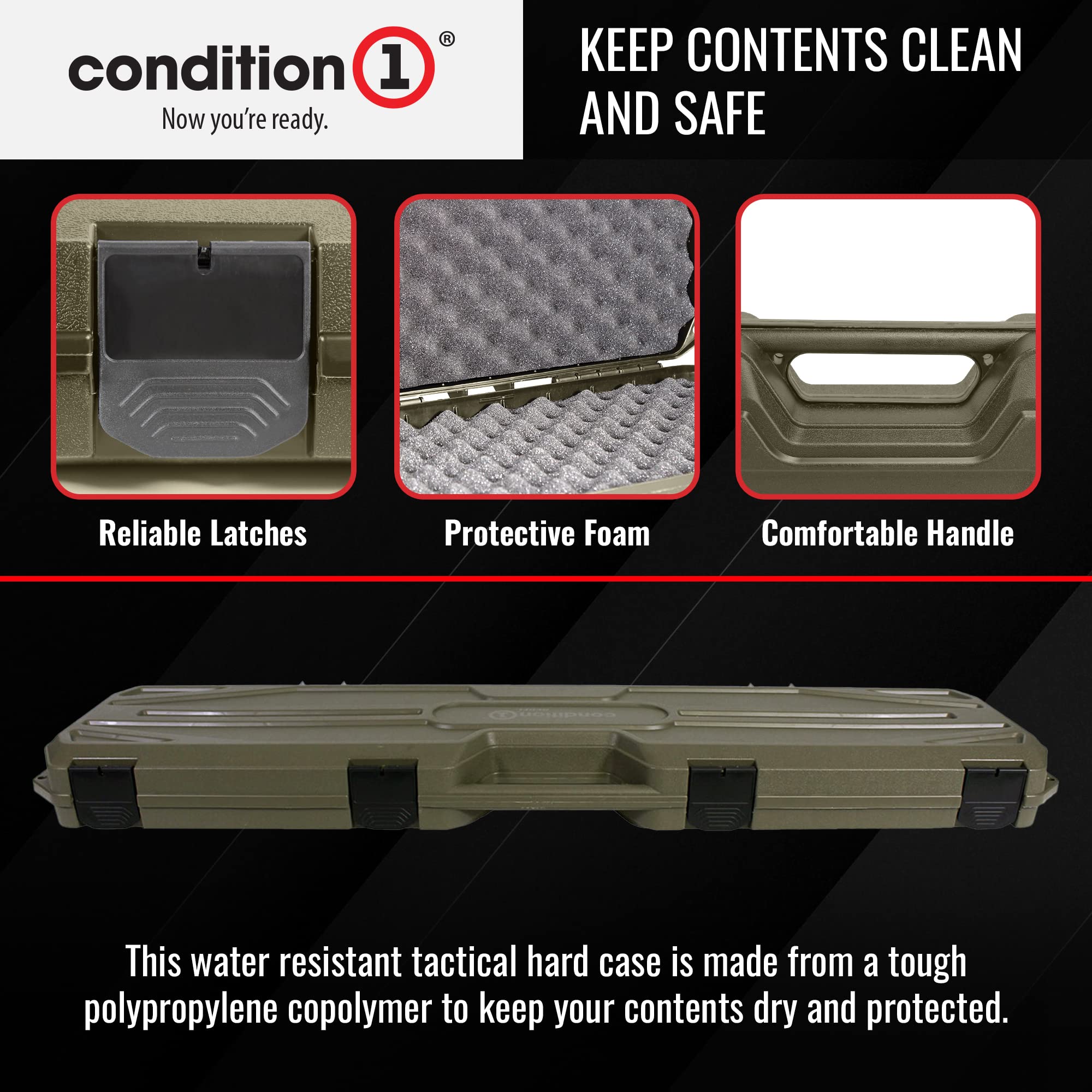 Condition 1 42" Single Scope Hard Plastic Rifle Case with Foam, Ranger