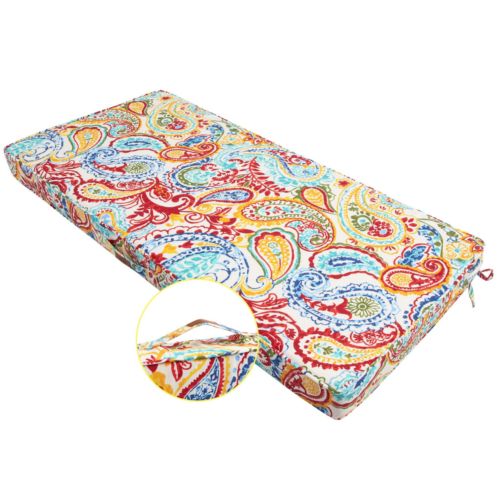 FUNHOME Outdoor Bench Cushion 48 x18 x3 Inch,Waterproof Portable Settee Cushion,Foam Insert with Handle&Ties,Bench Seat Pads for Garden Patio Porch