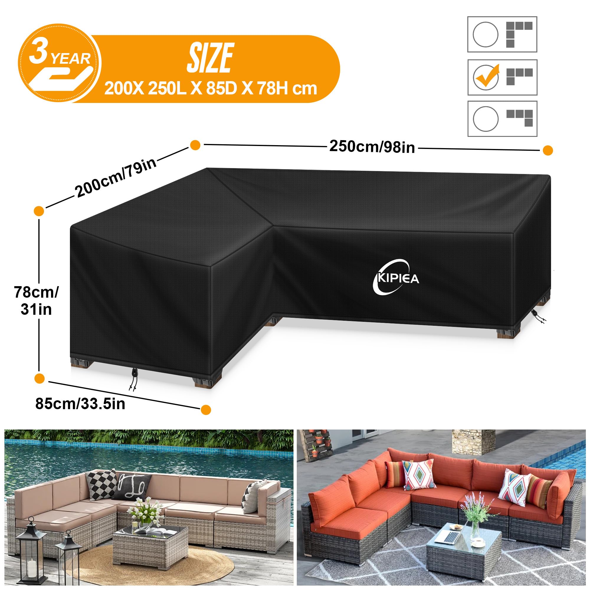 Kipiea L Shaped Garden Furniture Covers Waterproof - Image 2
