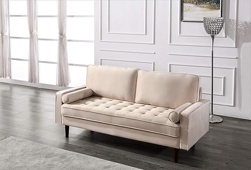 Womble - Sofá moderno de terciopelo de mediados de siglo para sala de estar con asiento copetudo de 3 plazas y marco de madera resistente, incluye