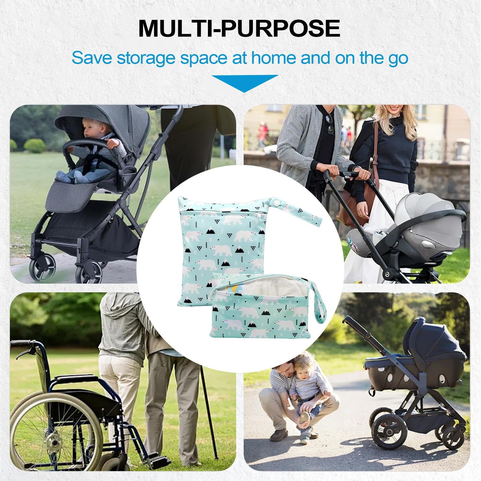Sac à Langer Réutilisable à Fermeture Éclair en Tissu Humide et Sec pour Maillots de Bain, Lingettes, Vêtements