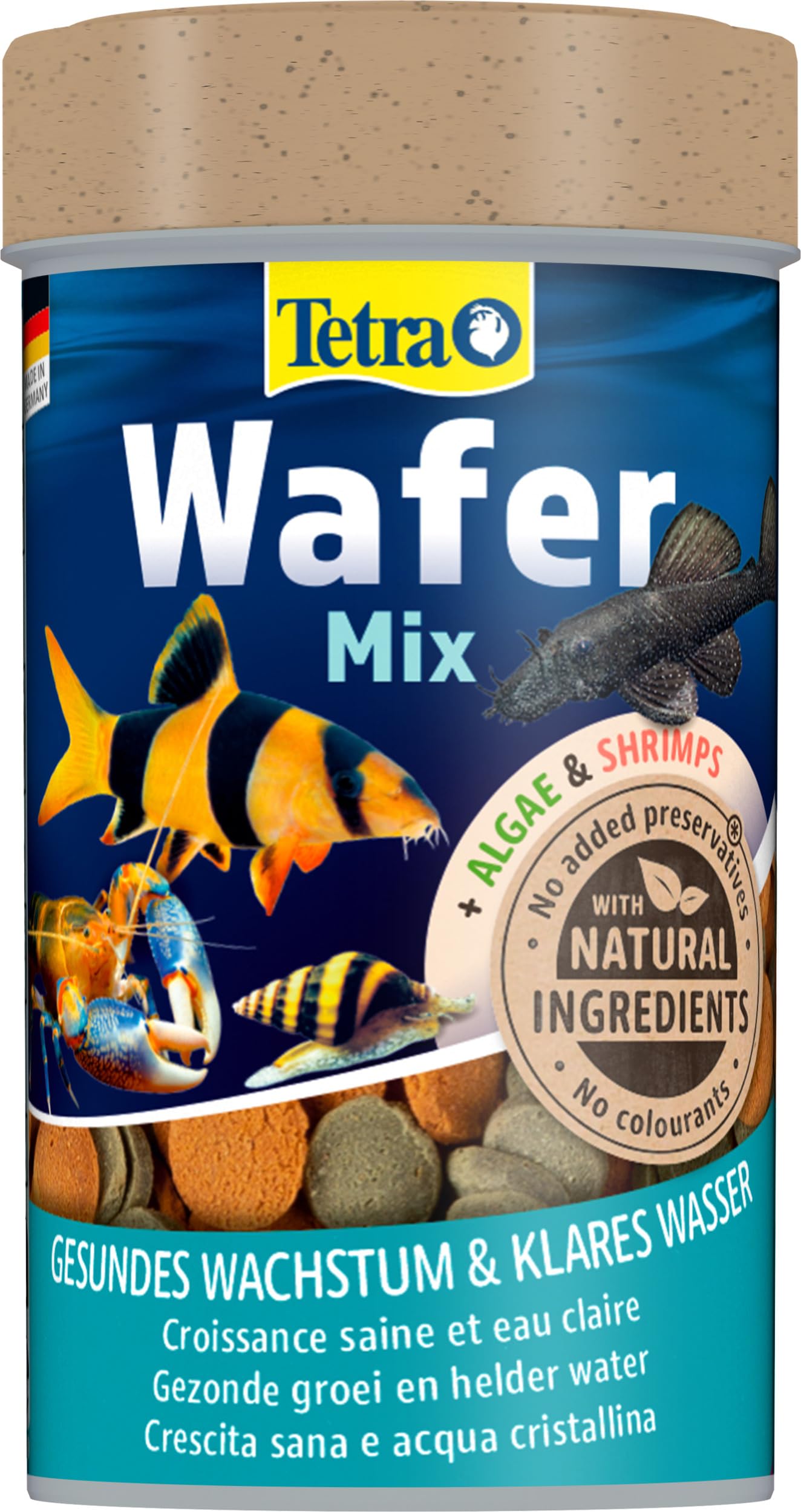 Tetra Wafer Mix – Alimento para todos los peces de fondo (por ejemplo, siluros) y crustáceos, para el crecimiento saludable y la vitalidad, bote de 100ml