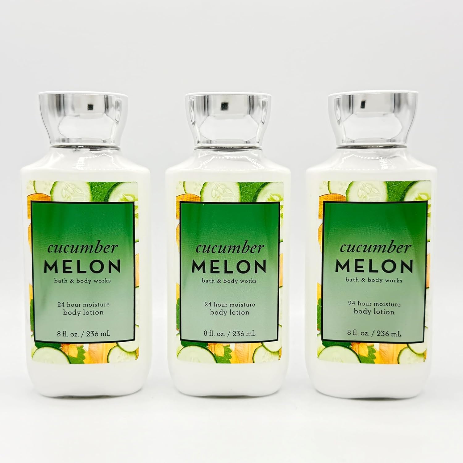Cucumber Melon 3-Piece Bath Bundle | Set Of Three Body Lotions, 8oz Each