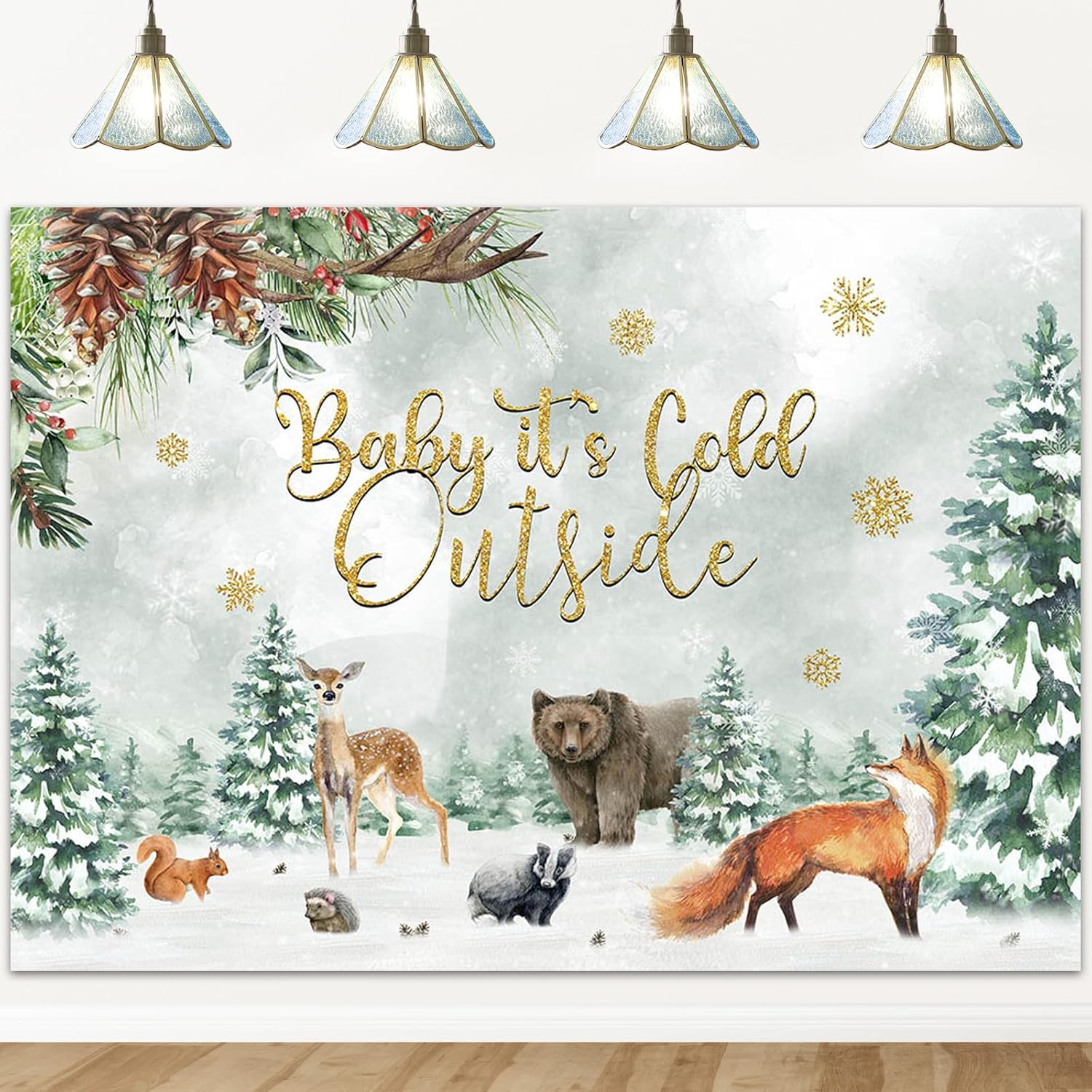 Amazon.com : Avezano Baby It's Cold Outside Baby Shower Backdrop Gender ...