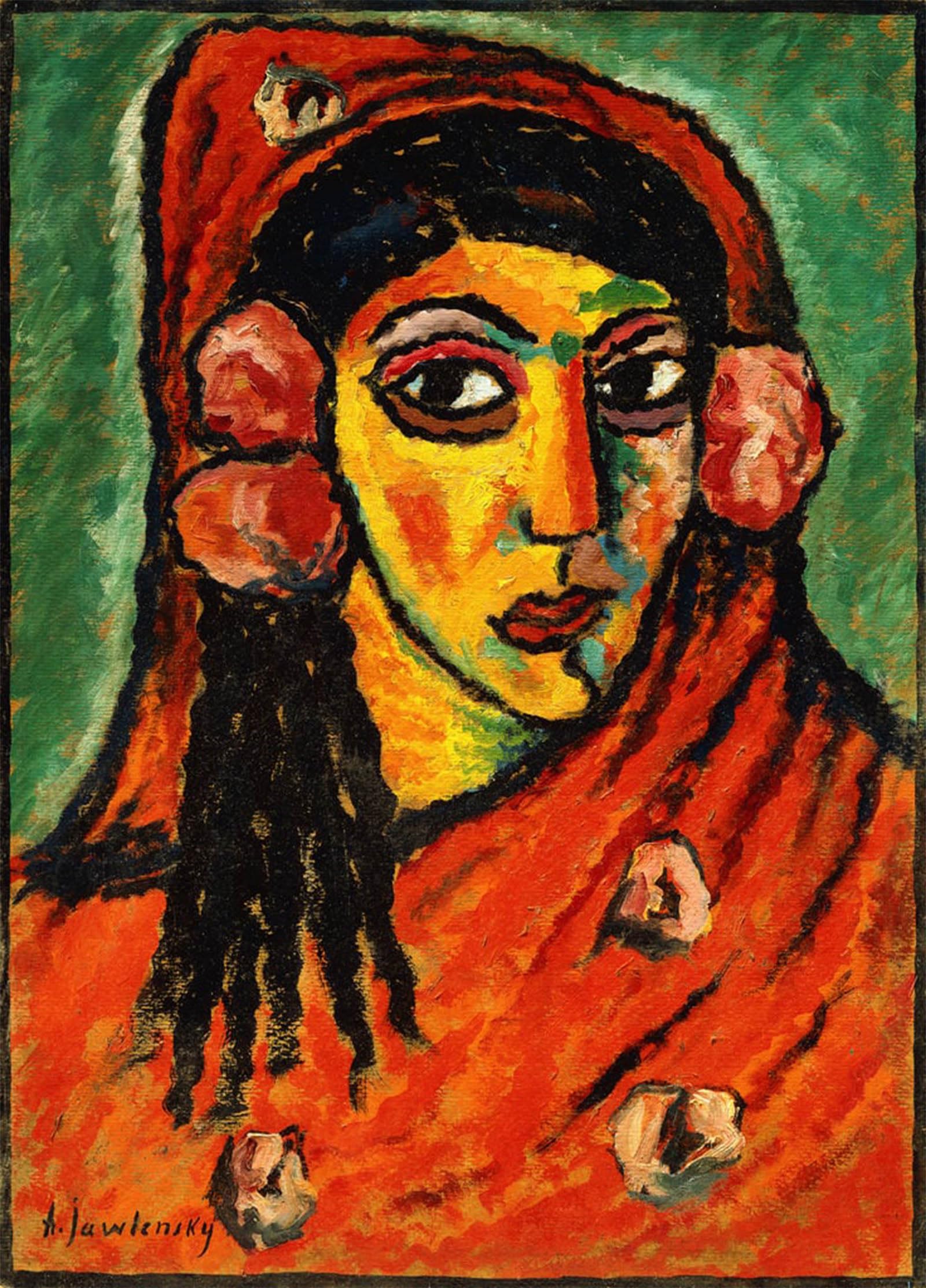 ARTXLXXBN Famous Print Painting Colorful Art Print Spanish Girl with a Red Scarf Spanish Woman with a Red Scarf by Alexej Von Jawlensky Canvas Art Decorations for Home Decor 60x90cm