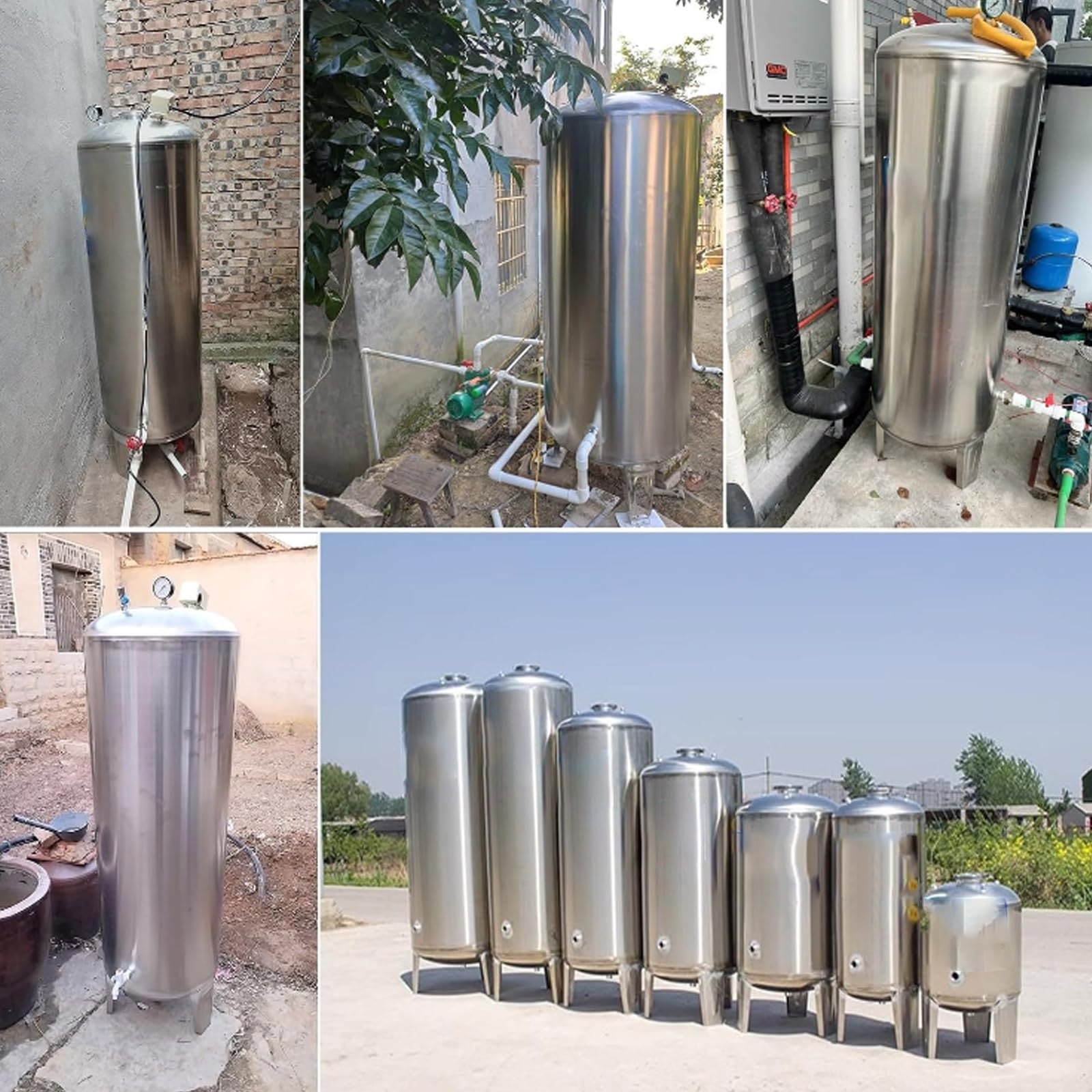 Serbatoio a Pressione con Attacco di Pulizia | 60/100/160/200/250/300/500/700 L, per Uso Industriale, Giardinaggio, Agricoltura(160L/42.2Gal)