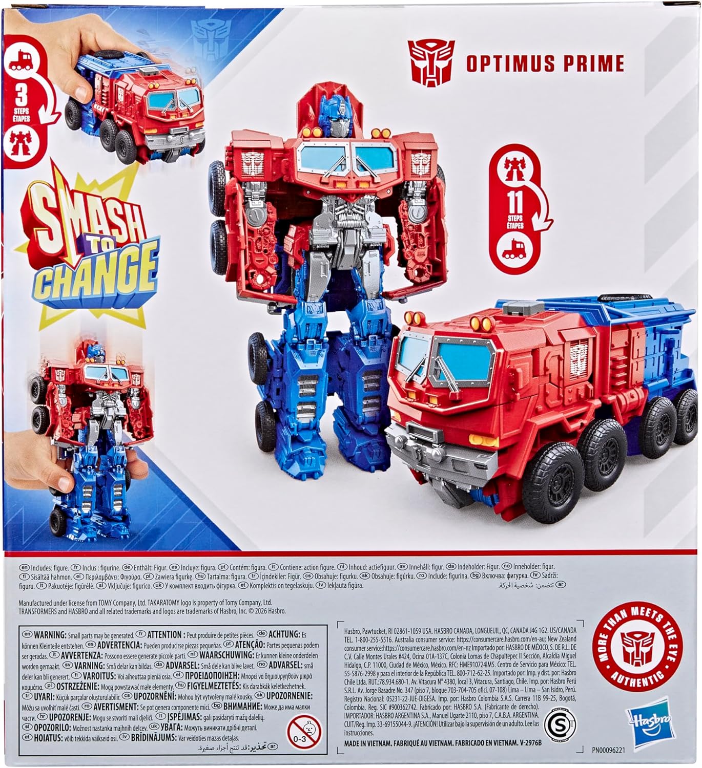 Transformers Smash Changers Optimus Prime Action Figure, Changes from Robot Toy to Truck Toy, Ages 6+