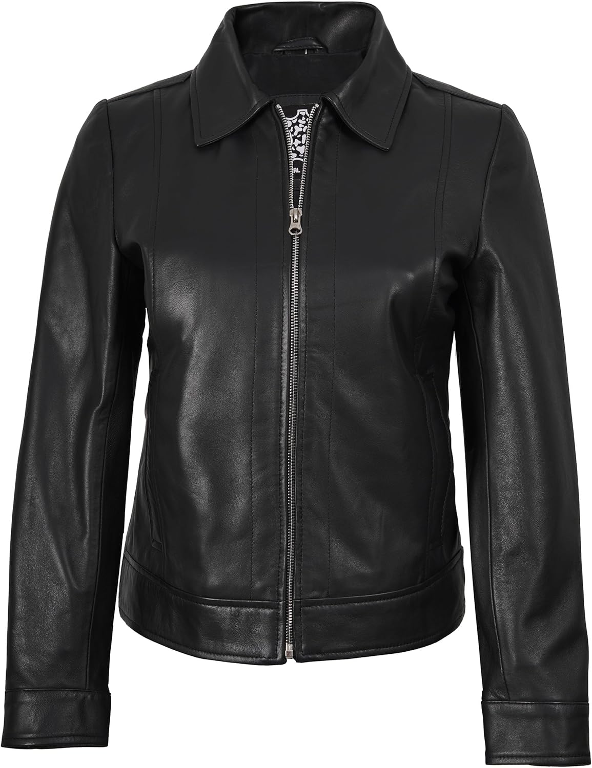 fjackets Real Lambskin Leather Jackets Womens Shirt Collar Style Women's Leather Jacket For All Season - Image 3