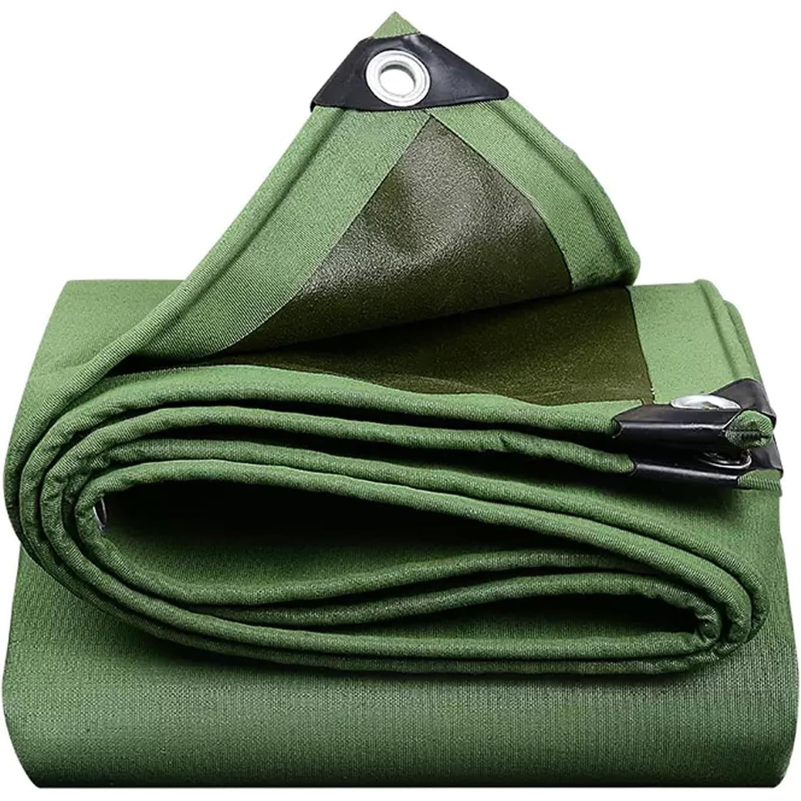 GJZQDKX Heavy Duty Green Tarpaulin 600g/m² Waterproof Canvas Tarp with Grommets 3x4m (9.8ft x 13.1ft) Ideal for Outdoor Camping Car Cover Furniture Protection Multipurpose Use