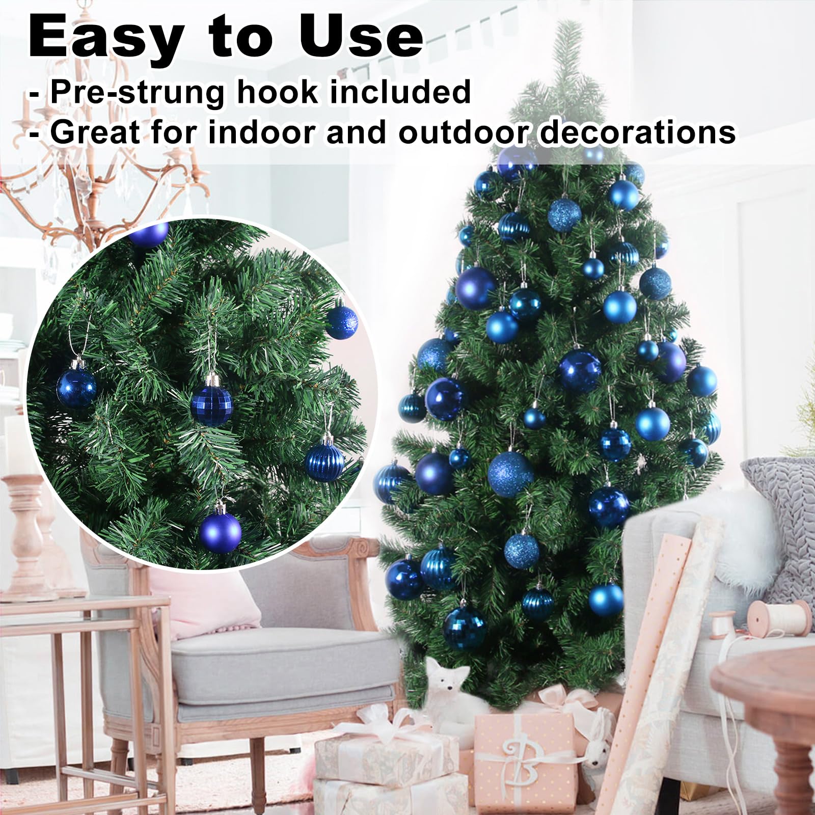 Royal Blue 1.6" Small Christmas Balls Christmas Tree