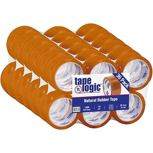 Vista 27 de Partners Brand PT90150 cinta de goma natural transparente, 1.9 mm, 2" x 55 yd (paquete de 36), Transparente, 6 Claro,Beige