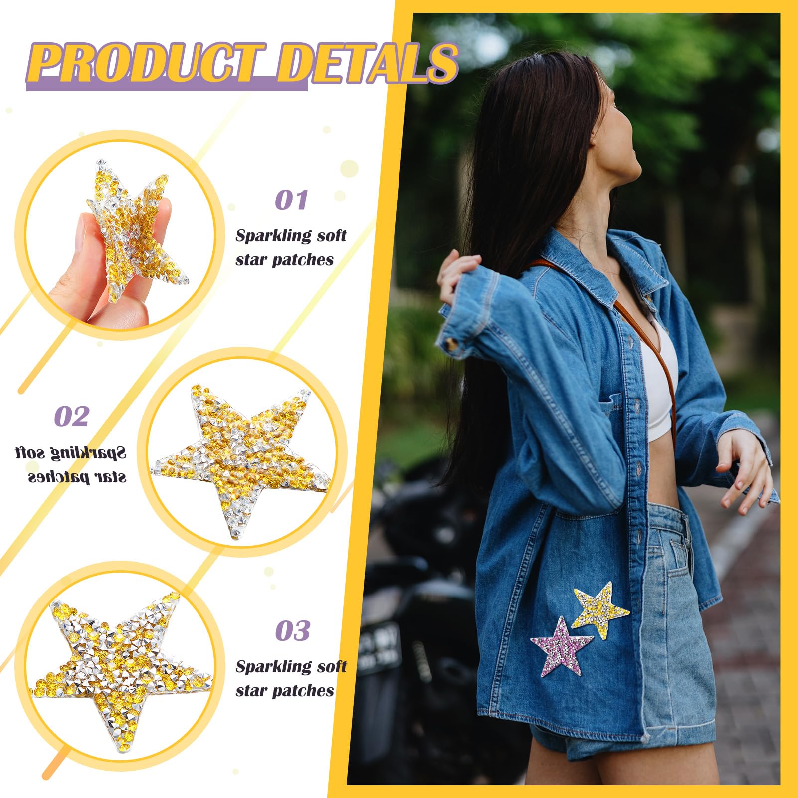 Snapklik.com : Syhood 24 Pieces Star Patches Iron On Rhinestone ...