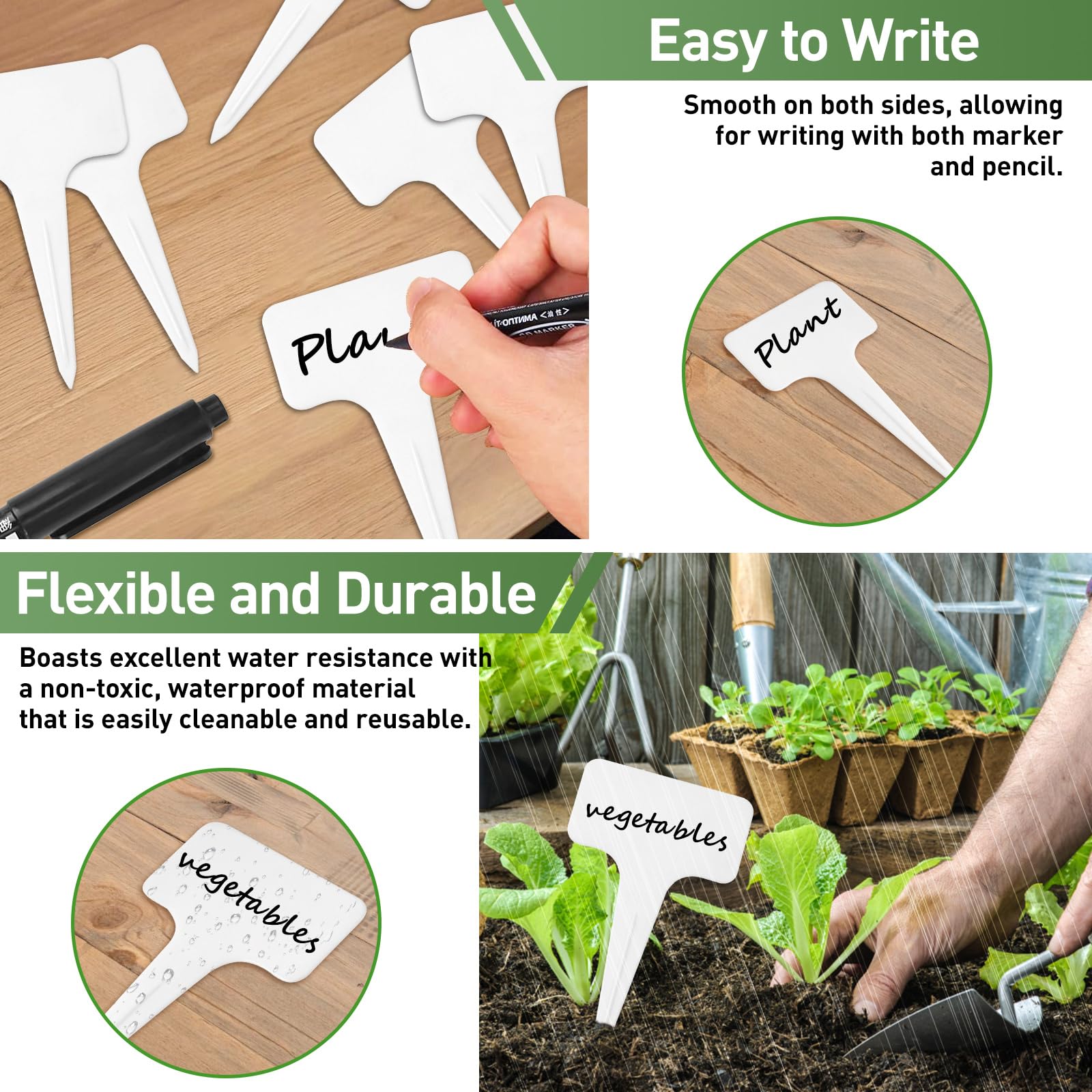 160 étiquettes Plantes 8 Couleurs - Avec Stylo Gras, Réutilisables, 100x16mm