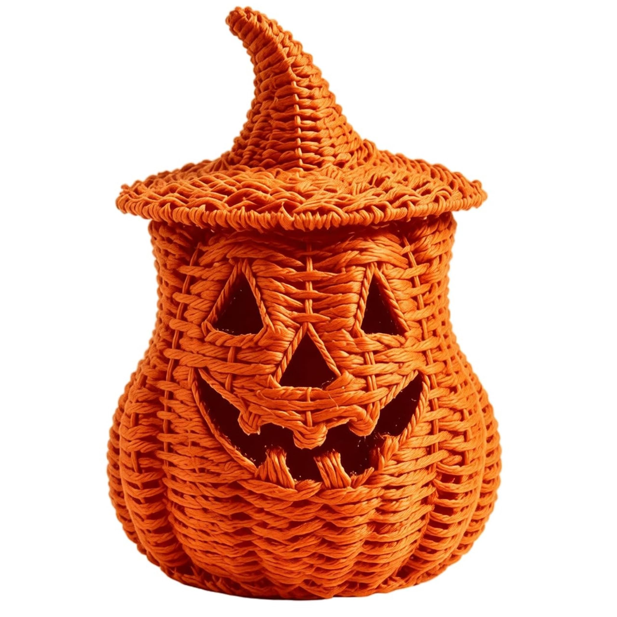 Witch Hat Lid Wicker Pumpkin Lamp (natural)