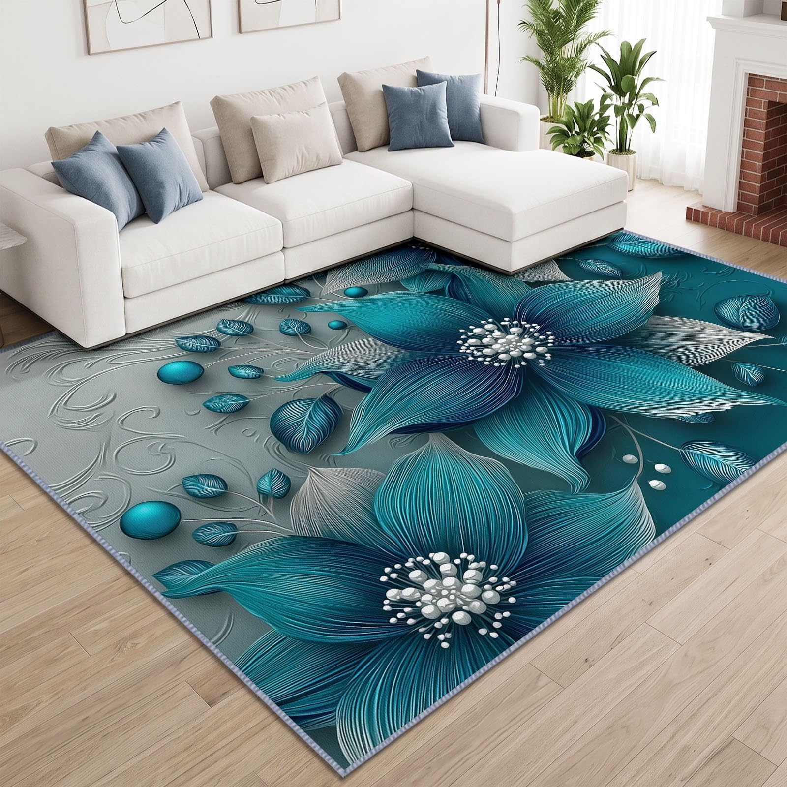 Luksusowy dywan do salonu, 180 x 240 cm, płatki kwiatów, do sypialni, z krótkim włosiem, miękki, antypoślizgowy dywan do jadalni, biura, sypialni, salonu