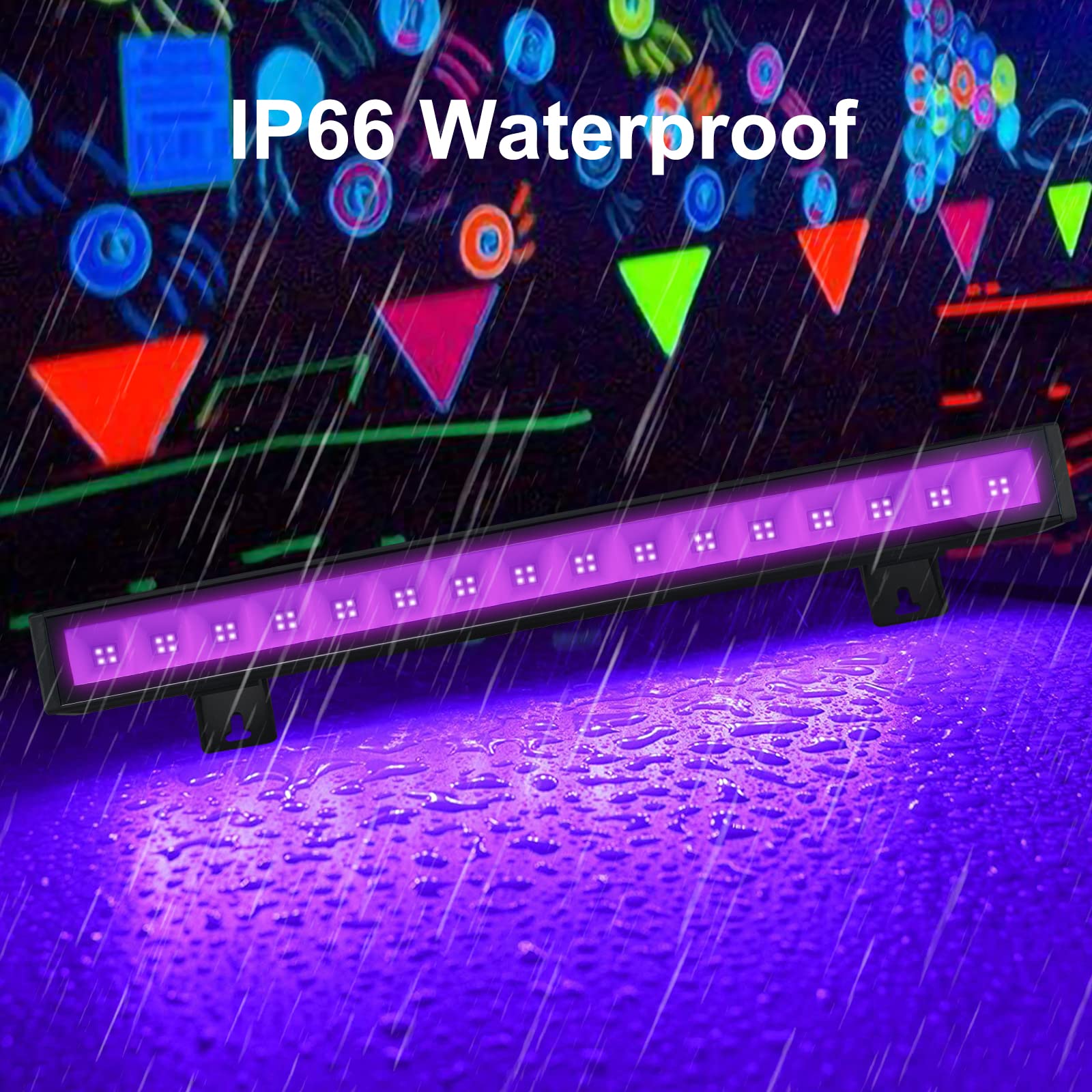 Luce UV LED 30W, Barra Lampada Ultravioletta con 1.5m Spina, 395-400nm, IP66, Black Light, Effetto Luce per Feste, Pittura Fluorescente, Poster Fluorescente, Bar, Club, Halloween
