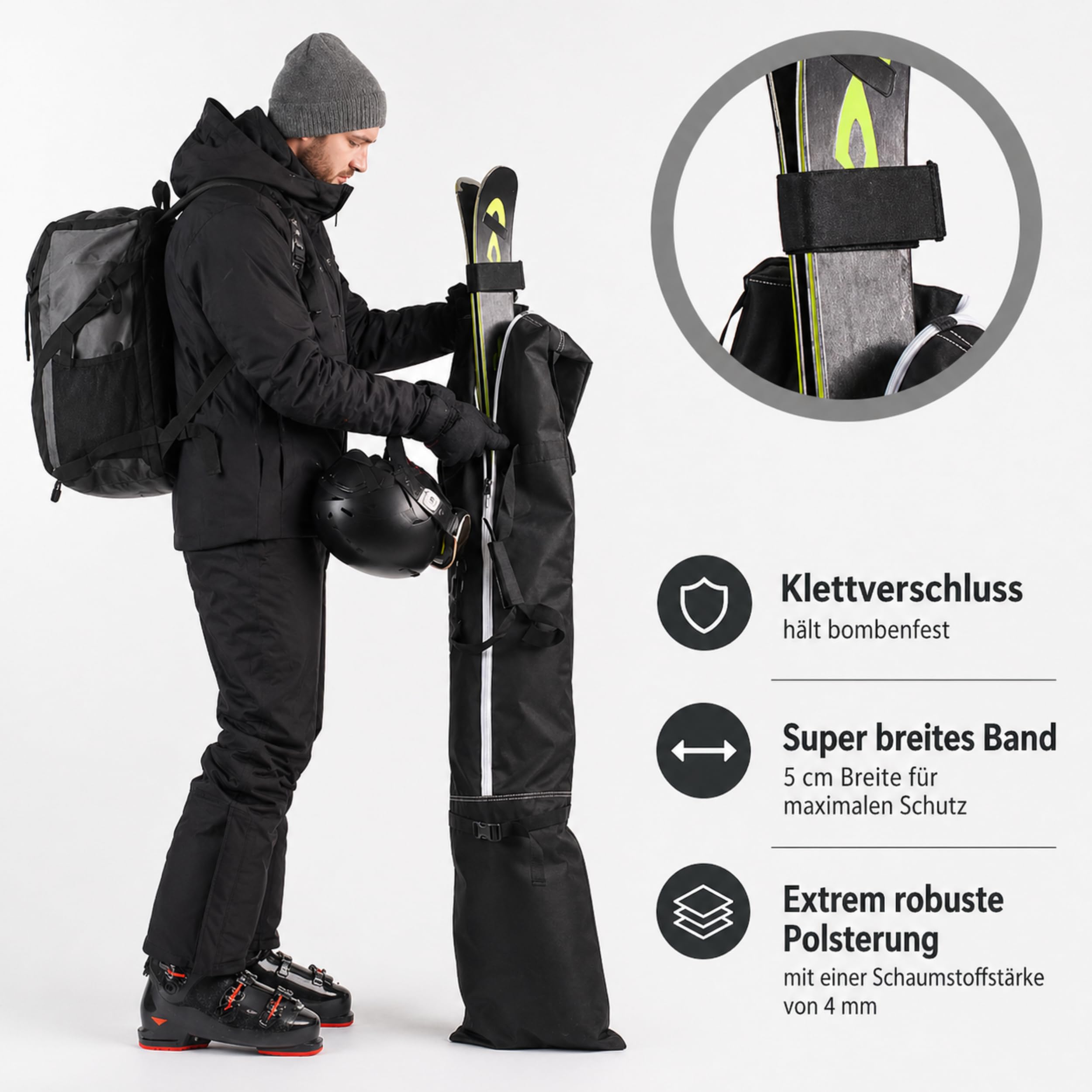 sunmondo 2 bandes de ski Connecteur protecteur noir