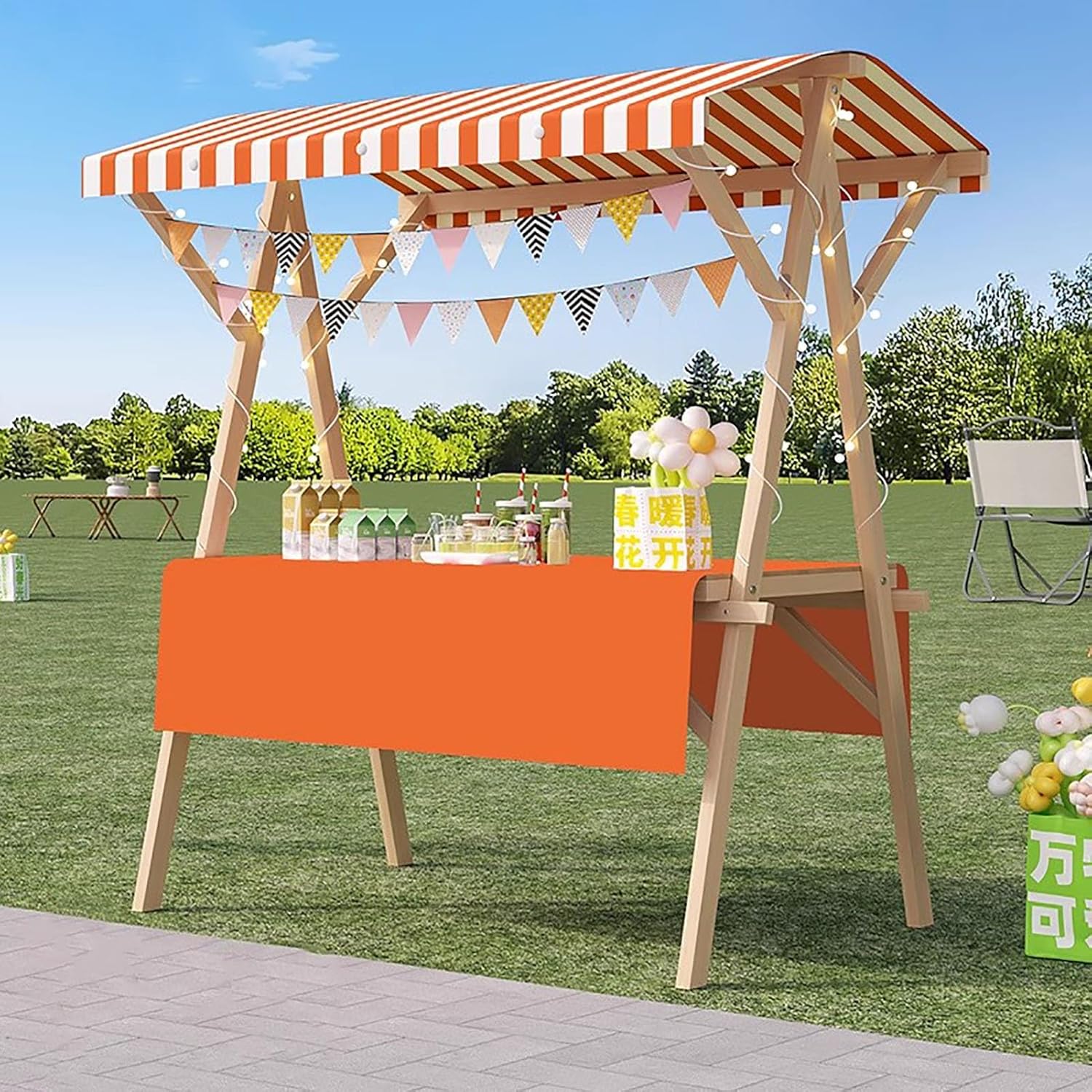 Collapsible Wagon Cart with Wheels Foldable Folding Wagons Carts Silent Universal Wheels,Wooden Market Stall Display Stand, Folding Shelf with Awning for Outdoor Vendor and Craft Booth, Port